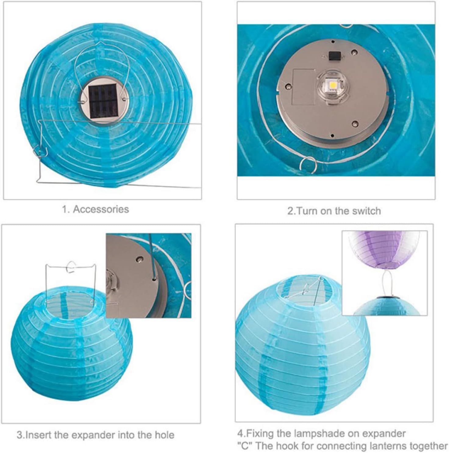 6 Pack 12In Waterproof LED Solar Cloth Chinese Lantern Festival Party Hanging Lamp Hanging Lamp Outdoor Garden Solar Led Light Lantern