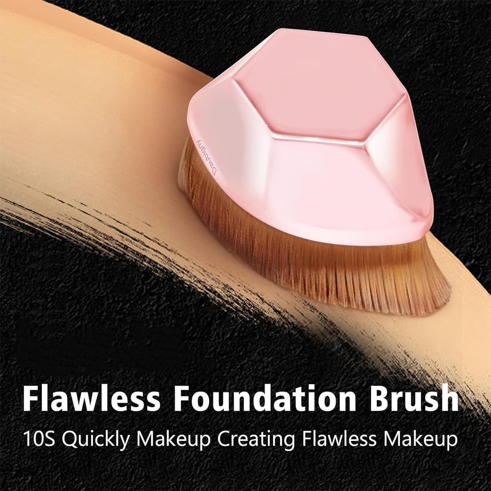 2 Pack Foundation Brush, Face Brushes Makeup, Face Liquid Powder Foundation Brush for Blending Liquid, Cream or Flawless Powder Cosmetics with Bonus Protective Case, Ideal for Concealer & Skincare image number 6