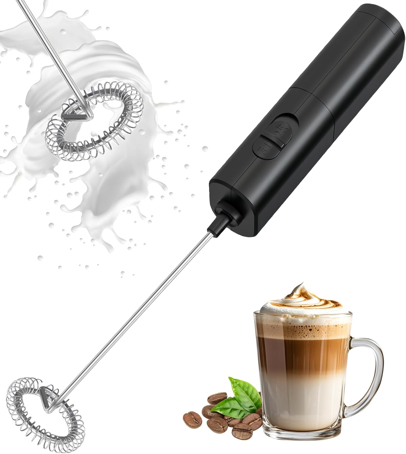 BIBECARE Milk Frother Handheld Powerful Mixer Mini Hand Blender for Perfect Lattes, Cappuccinos & More &ndash; Portable Stainless Steel Whisk, Ideal for Frappe, Hot Chocolate, Coffee Creamer, and Matcha image number 4