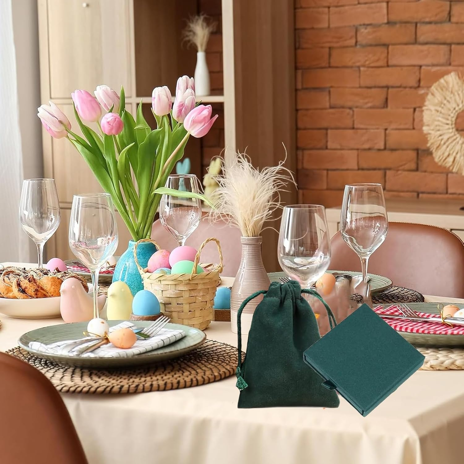 6 PCS Small Gift Box Set with Lids, Necklace Box and Jewellery Storage, Includes Black and Dark Green Gift Boxes with Drawstring Bags for Jewellery Presentation and Organisation image number 2