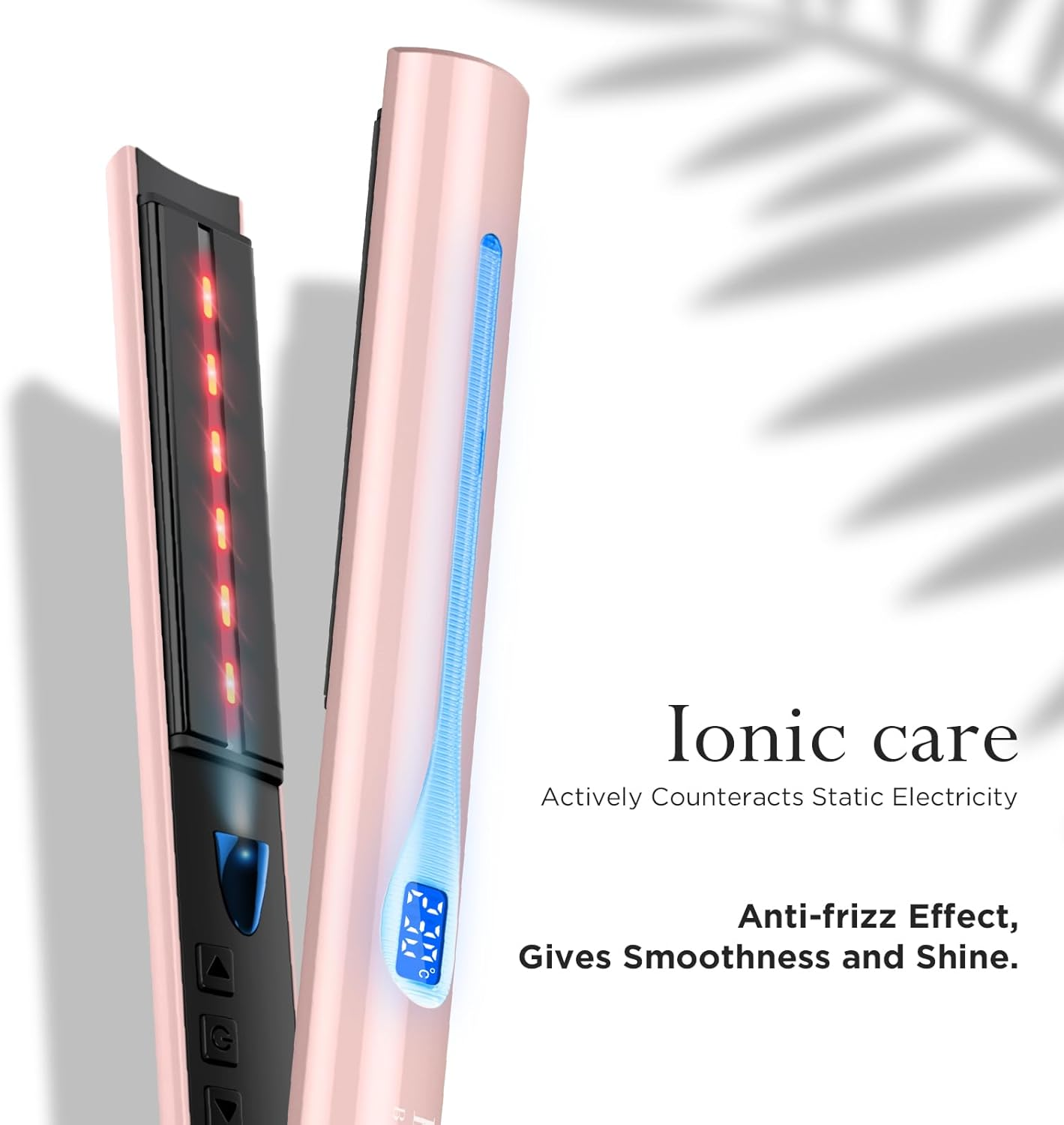 Infrared Ion Hair Straightener and Styler, PARWIN PRO BEAUTY 2 in 1 Curls and Straightens, Anti-Frizz and Shine Effect, Dual Voltage, 14 Adjust Temp 100-230℃ Pink