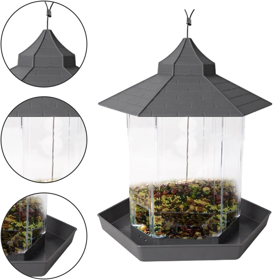 Hanging Bird Feeder with Drain Holes ，Weatherproof Bird Feeder Cage/Garden Yard Decoration,Garden Bird Feeder Cage for Yellow Finch, Magpie, Sparrows, Swallow Hamil