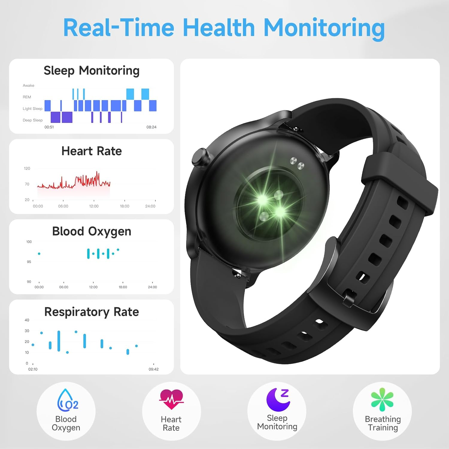 Smart Watch for Men Women, 1.27" HD Touchscreen Fitness Tracker, Bluetooth Calling, 100+ Sports Modes, Sleep Monitor, IP68 Waterproof, Compatible with Android & Ios image number 1