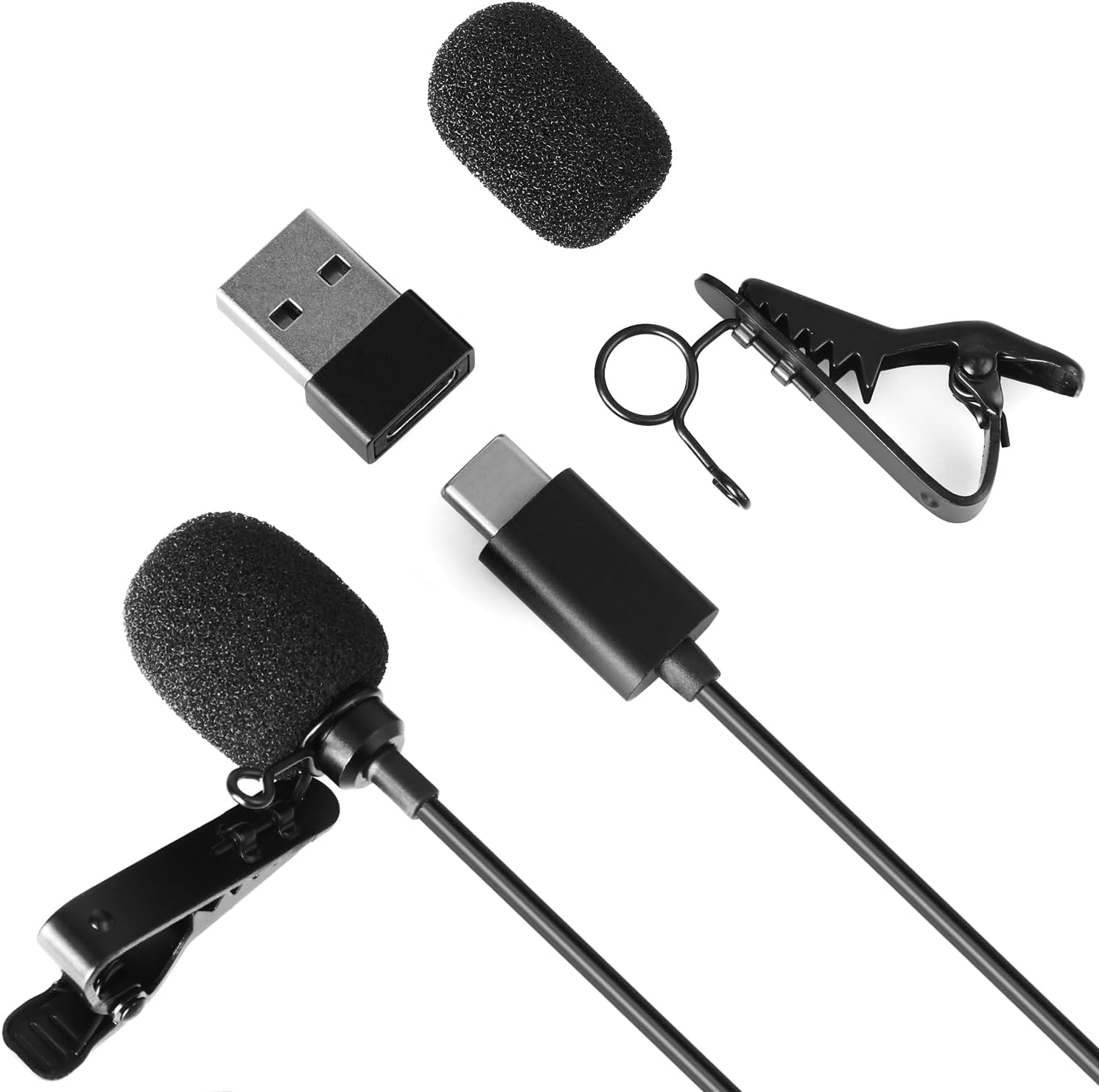 Daffodil MCP150 Lavalier Microphone USB C Lapel Microphone Clip on Microphone for Android Smartphone Iphone Tablet Laptop Camera Recording Streaming Podcast Vlog Youtube with USB Adapter image number 1