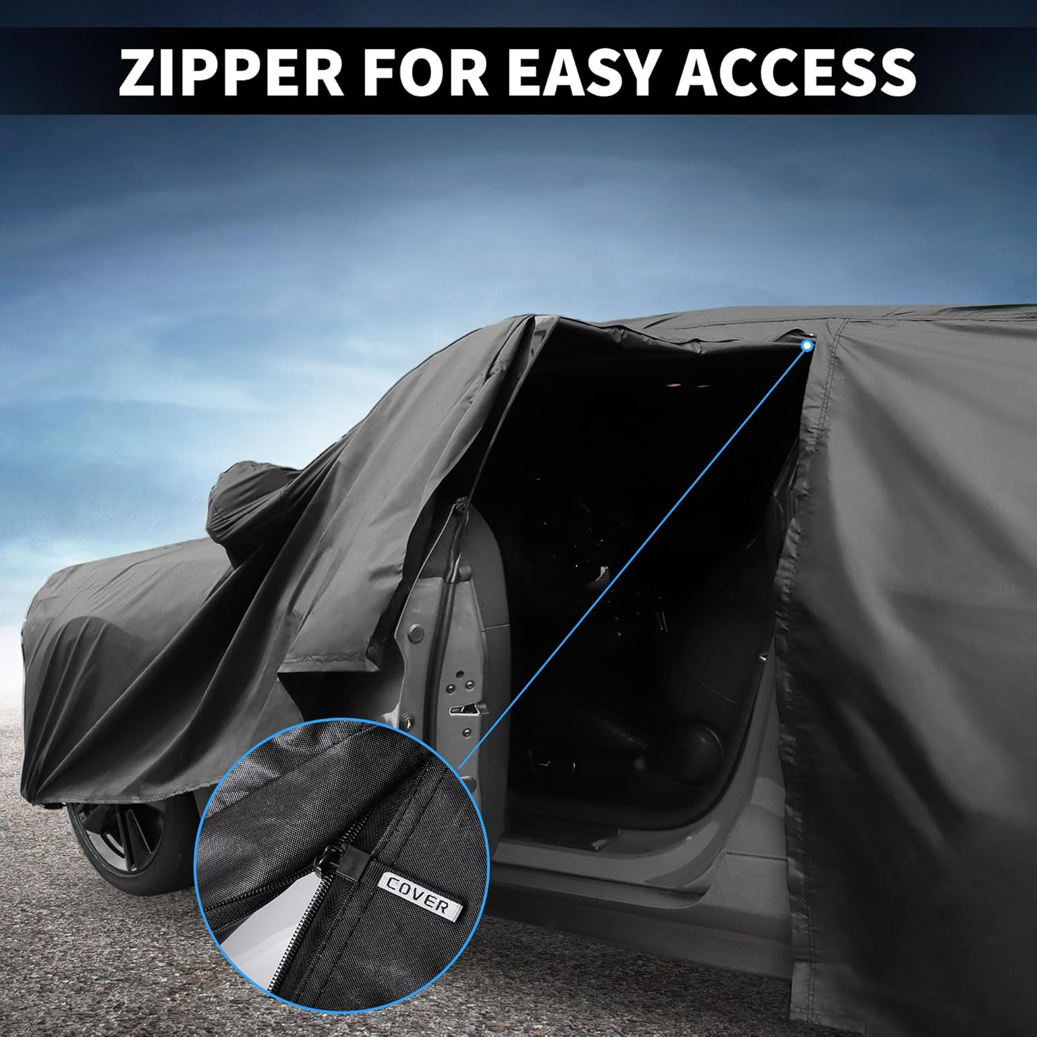 X AUTOHAUX Car Cover for Mazda CX-30 210D-PU Outdoor Full Car Cover All Weather Waterproof Windproof Sun Rain Snow Protection with Driver Door Zipper Black image number 6