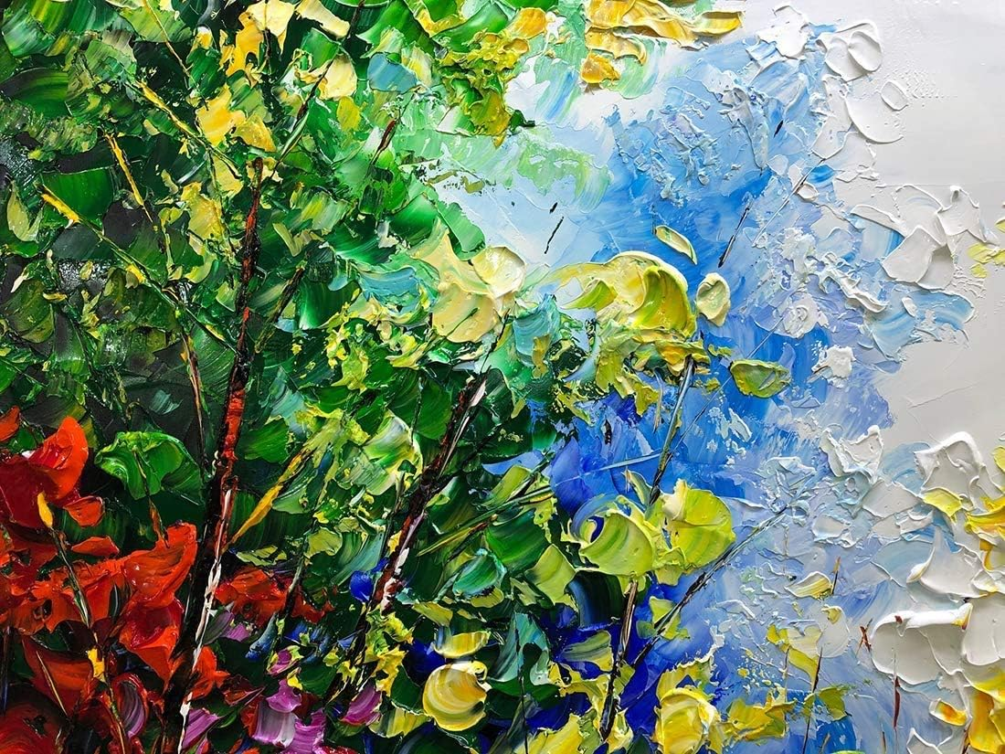 Framed Oil Painting,Hand Painted Modern Abstract Textured Big Wall Paintings,Can Be Hung Home Decoration Large Canvas Wall Art,Colorful Forest (100 X 50 Cm) image number 5