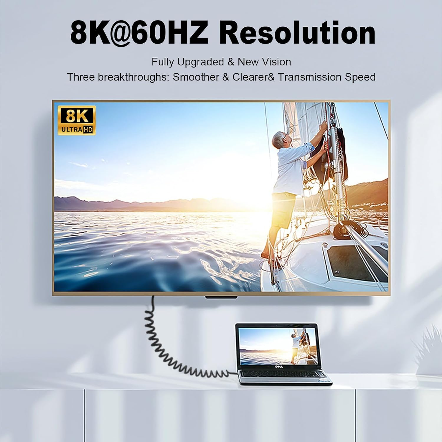 Duttek 240W Coiled USB C to USB C for Thunderbolt 3, 40Gbps USB C to USB C Coiled Cable, USB Type C Male to Male Spiral Cable Support 8K@60Hz Video Compatible with Macbook Pro/Air, Ipad Pro 1M image number 3