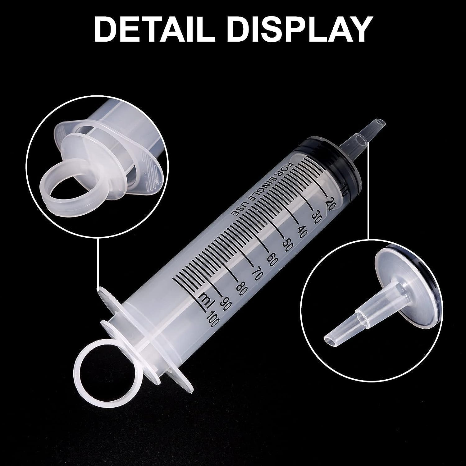 2 Pieces100Ml Syringe with 100Cm Tube for Oil Fluid Suction, Nutrient Measuring, Watering Experiments Industrial, Individually image number 4