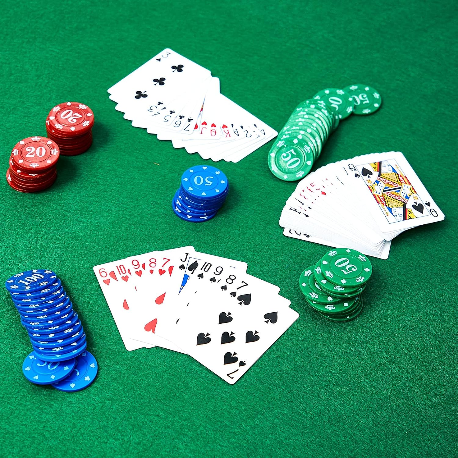 Mixweer 2-Piece Poker Table Top Mat Set &ndash; Premium Green Felt Poker Table Cover (36" X 72") & Casino-Grade Mat, Reversible Foldable Surface for Texas Hold, Blackjack, Dominoes, and Card Games