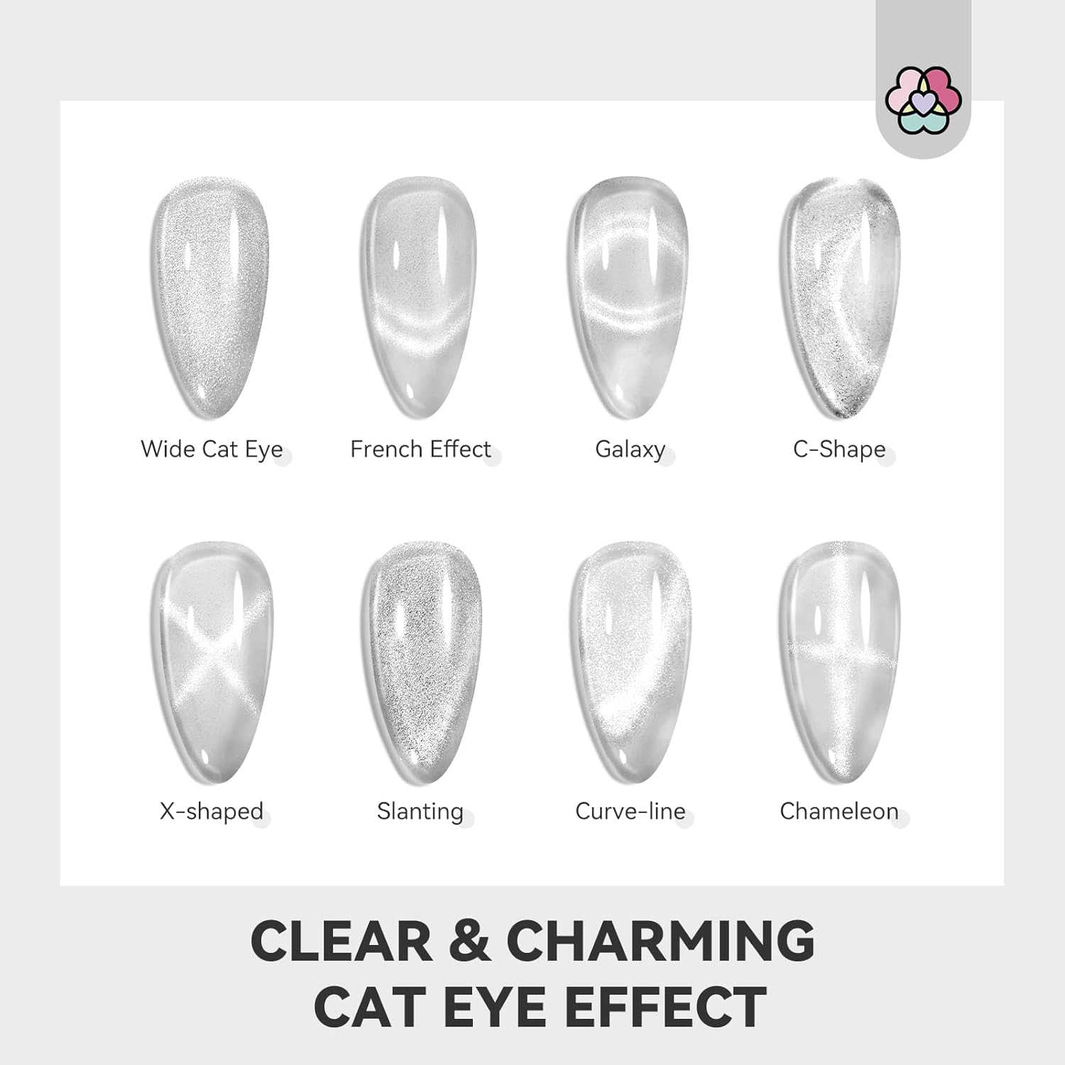 SAVILAND 6 PCS Cat Eye Magnet for Nails: Cat Eye Gel Nail Polish Magnet Multi-Functional Double-Head Nail Magnetic Wands Cat Eye Nail Magnets Sticks Heart Elongated Cylindrical Thickened Nail Art Tool