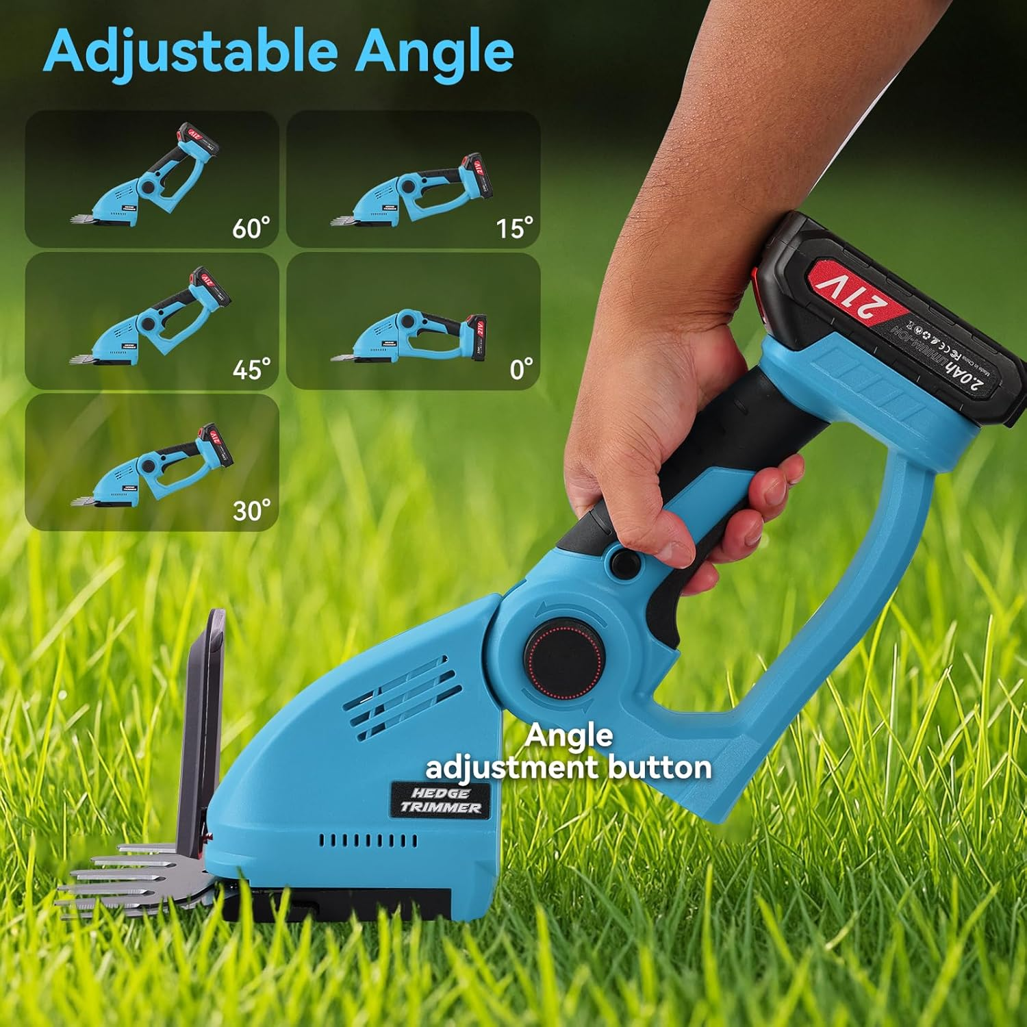 Lithium-Powered Cordless Hedge Trimmer: 2-In-1 with Long & Short Blades, Professional Yard, Garden & Lawn Trimmer, Effortless Pruning, Ergonomic, Wireless & Easy-Clean Design