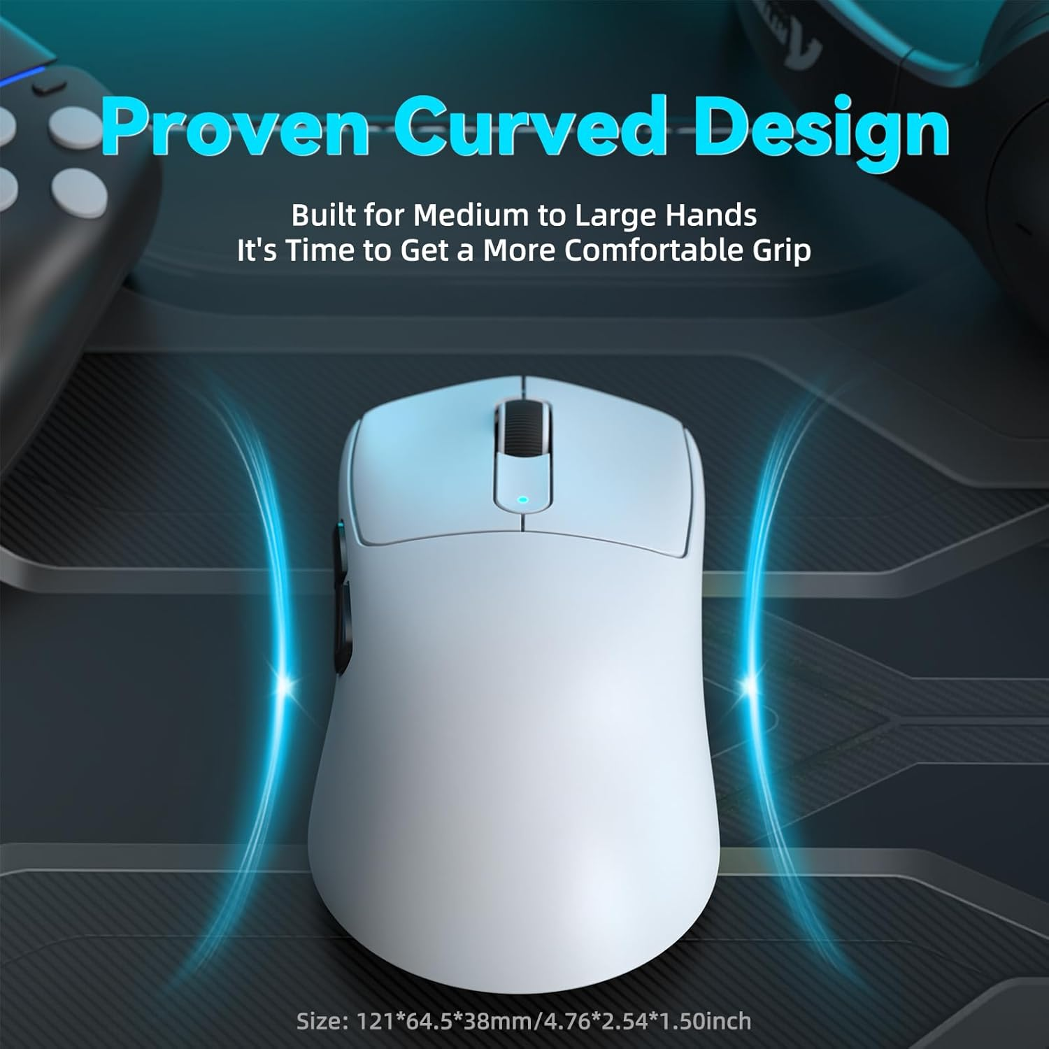 ATTACK SHARK V5 Wireless Gaming Mouse with 42000 DPI -PAW3950 MAX Sensor -55G Ultra-Lightweight-Nordic 52840 Mcu,Wired/Bt/2.4Ghz Wirelss Programmable Mouse for Pc/Mac (White) image number 2