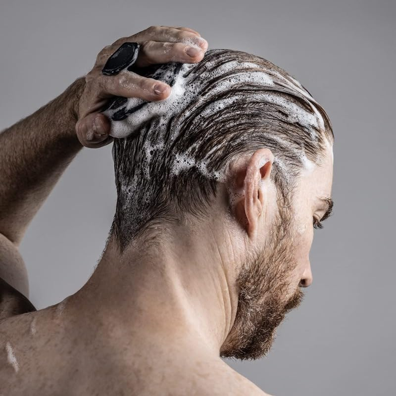 Beard Scrubber - Silicone Facial Hair Exfoliator & Brush - Deep Cleans, Unclogs Pores, Promotes Hair Growth, & Removes Beardruff - Soft-Touch Shower & Bathroom Accessory (Black, One Size) image number 4