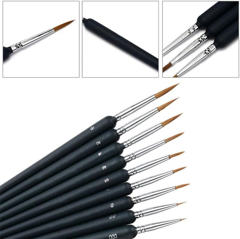 AIMALL 9 Pcs Sable Hair Paint Brush Set, Detail Miniature Painting Brushes, Sizes 000-6, Perfect for Oil, Watercolour, Gouache, Acrylic, and Nail Art Projects image number 5