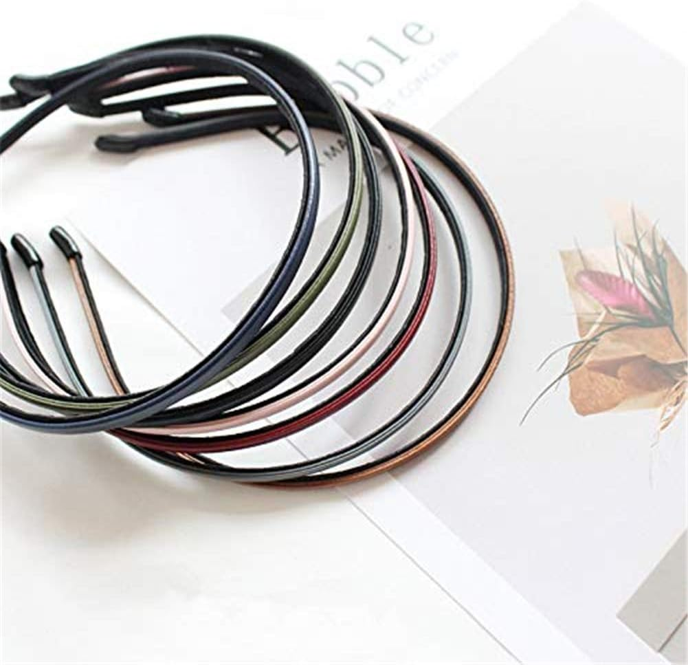 Shungfun Cute Solid Simple Leather Covered Party Headband Hair Bows Hair Loop Clasp Glitter Hairbands for Women and Girls