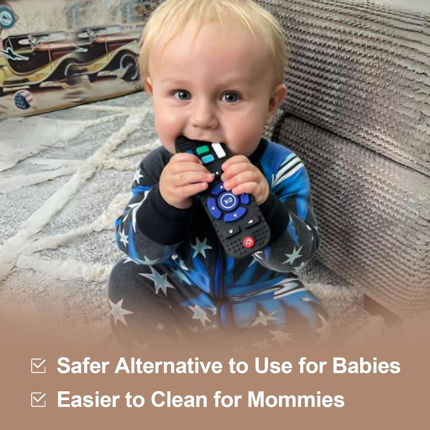 Baby Teething Toys - 2PCS Silicone Teether Toys, Diswash Safe Baby Toys, Teething Toys for Baby (Black+White) image number 3