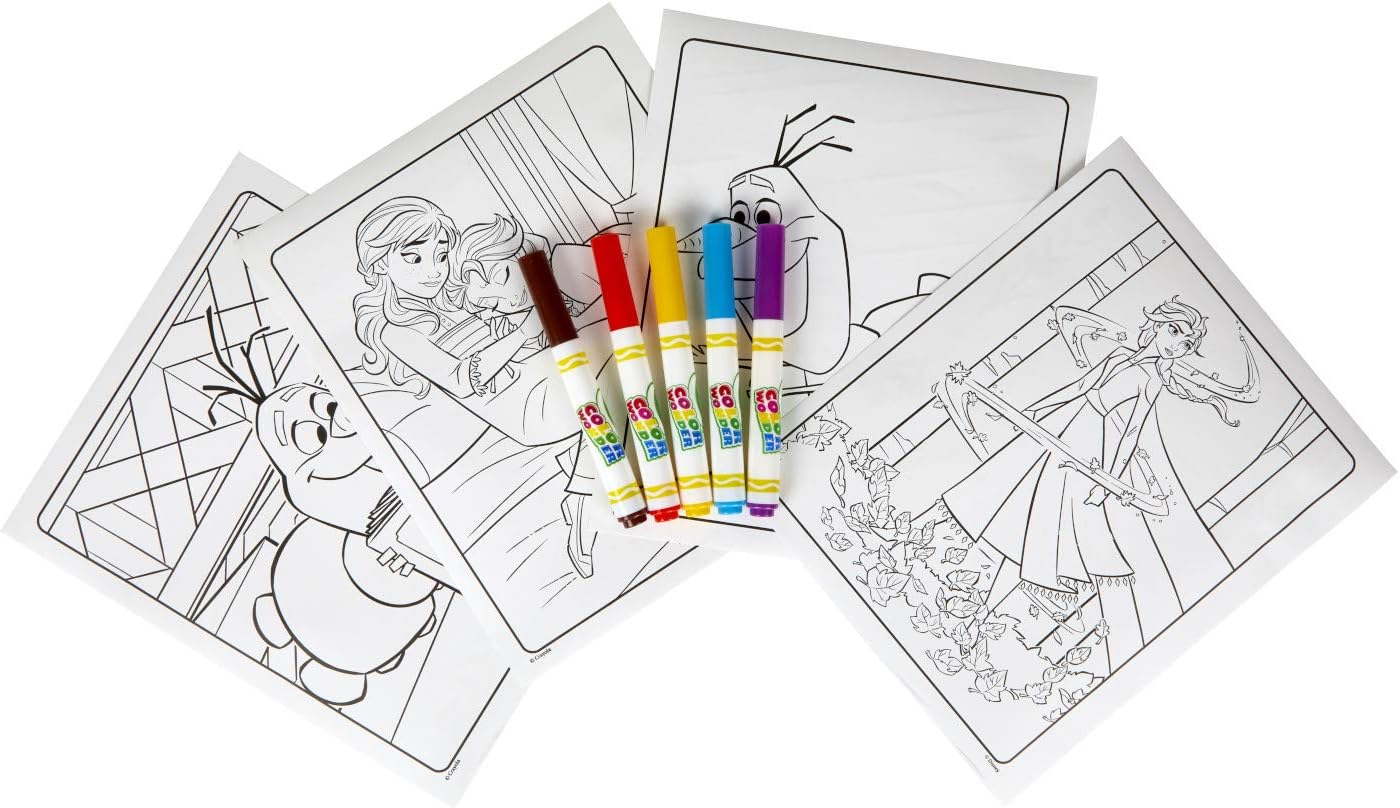 CRAYOLA Mess Free Color Wonder Colouring Pages & Markers, Disney Frozen, Includes 18 Pages of Frozen Characters and Scenes with Surprises and 5 Special Markers, Won'T Colour on Skin or Fabric!, Multicolor (757002) image number 5