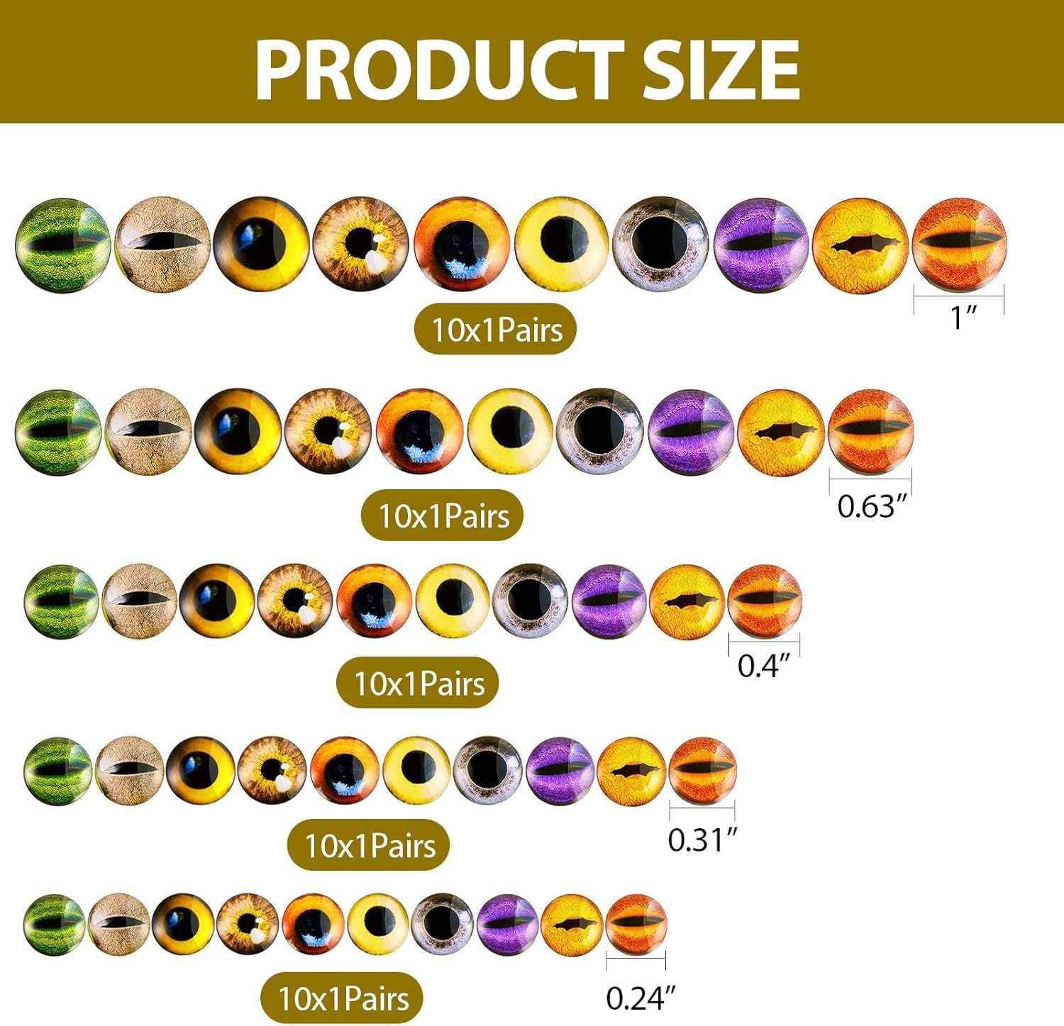 TZAONEN Animal Glass Eye,100Pcs Assorted Dragon Eyes Glass Cabochon for Clay Doll Making Sculptures Props Craft DIY Findings Jewelry Making image number 5