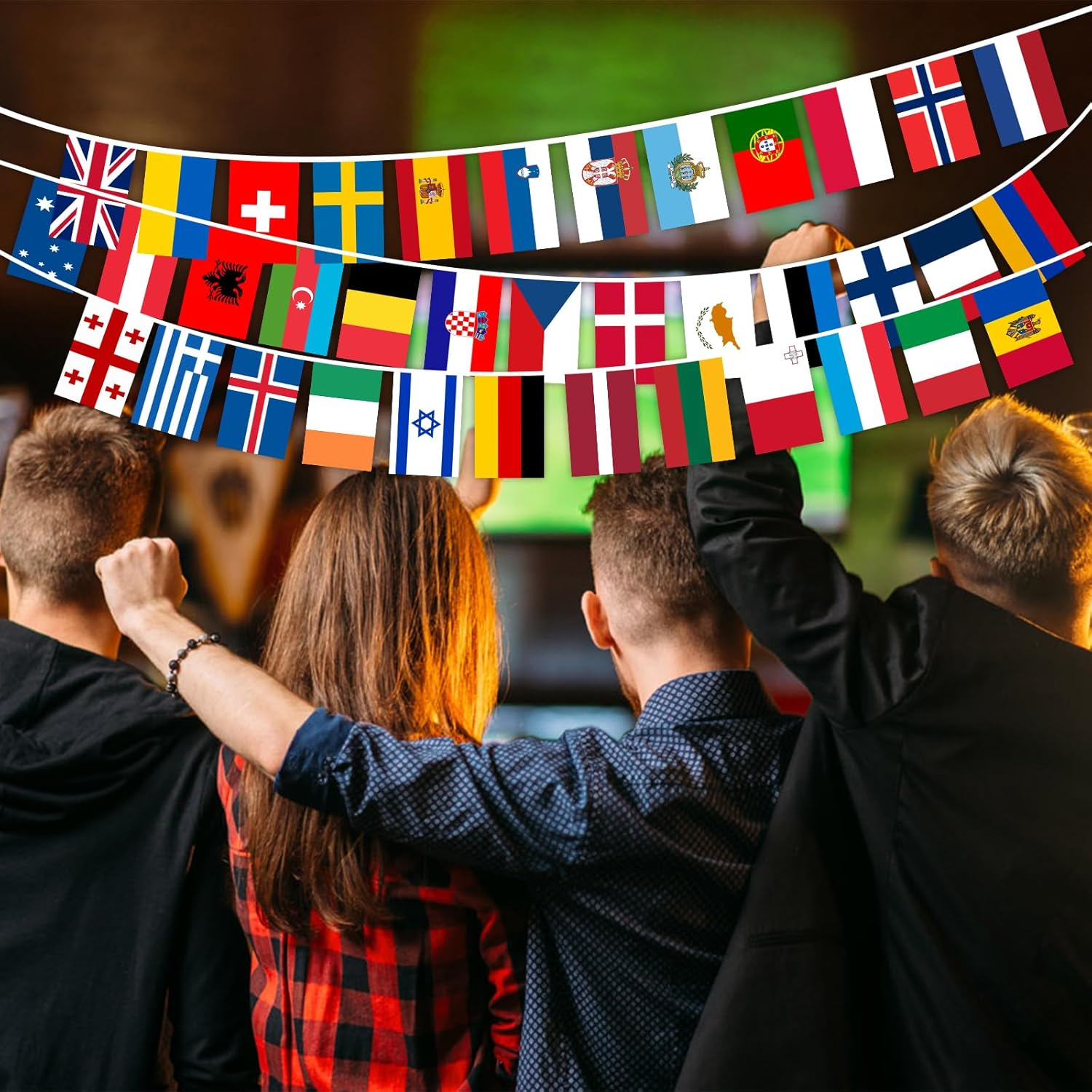 Eurovision Party Decorations Bunting Banner - 10M Eurovision 2025 37 European Flags Bunting 2025 Eurovision Song Contest Decorations for Indoor Outdoor Garden Bar Restaurant,Eurovision Party Supplies image number 6