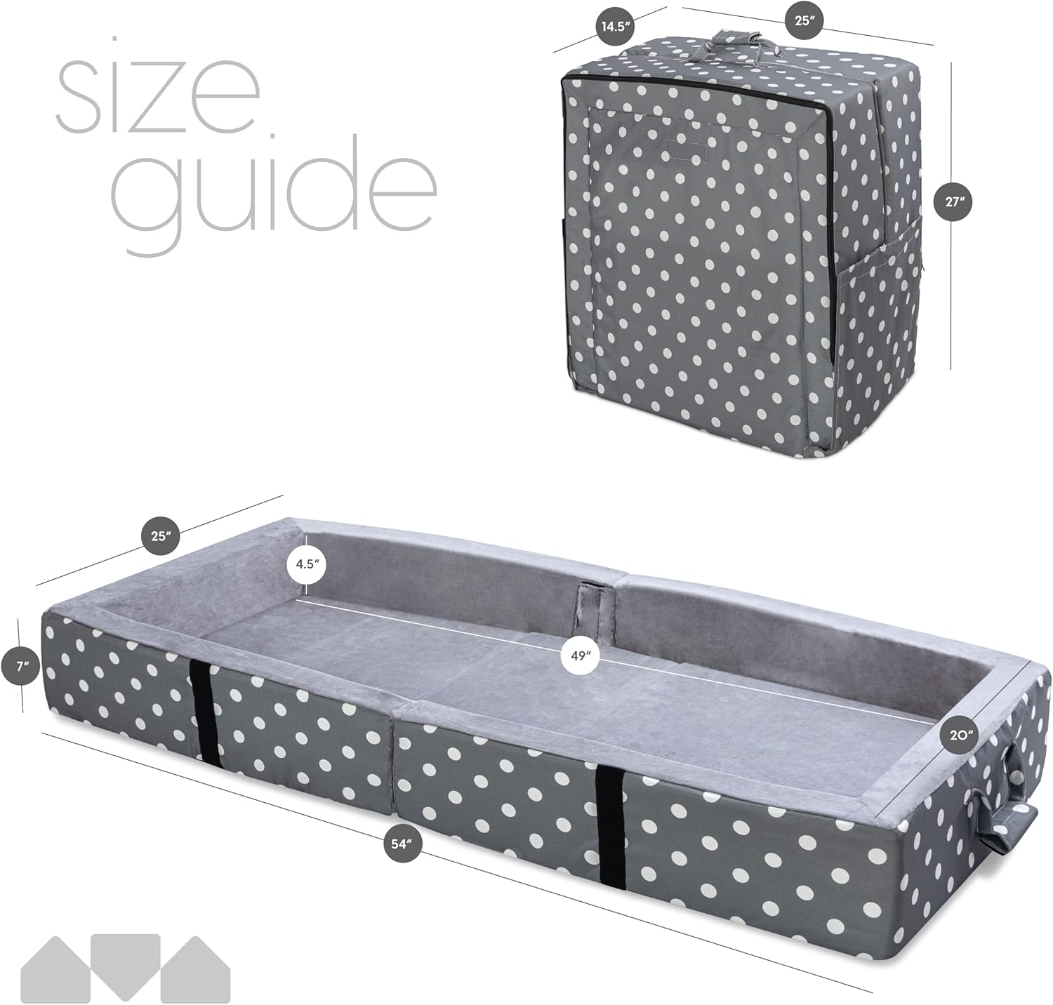 Milliard Folding Floor Sleeper Cot + Fitted Sheet for Toddlers and Kids,Travel,Washable Grey image number 3