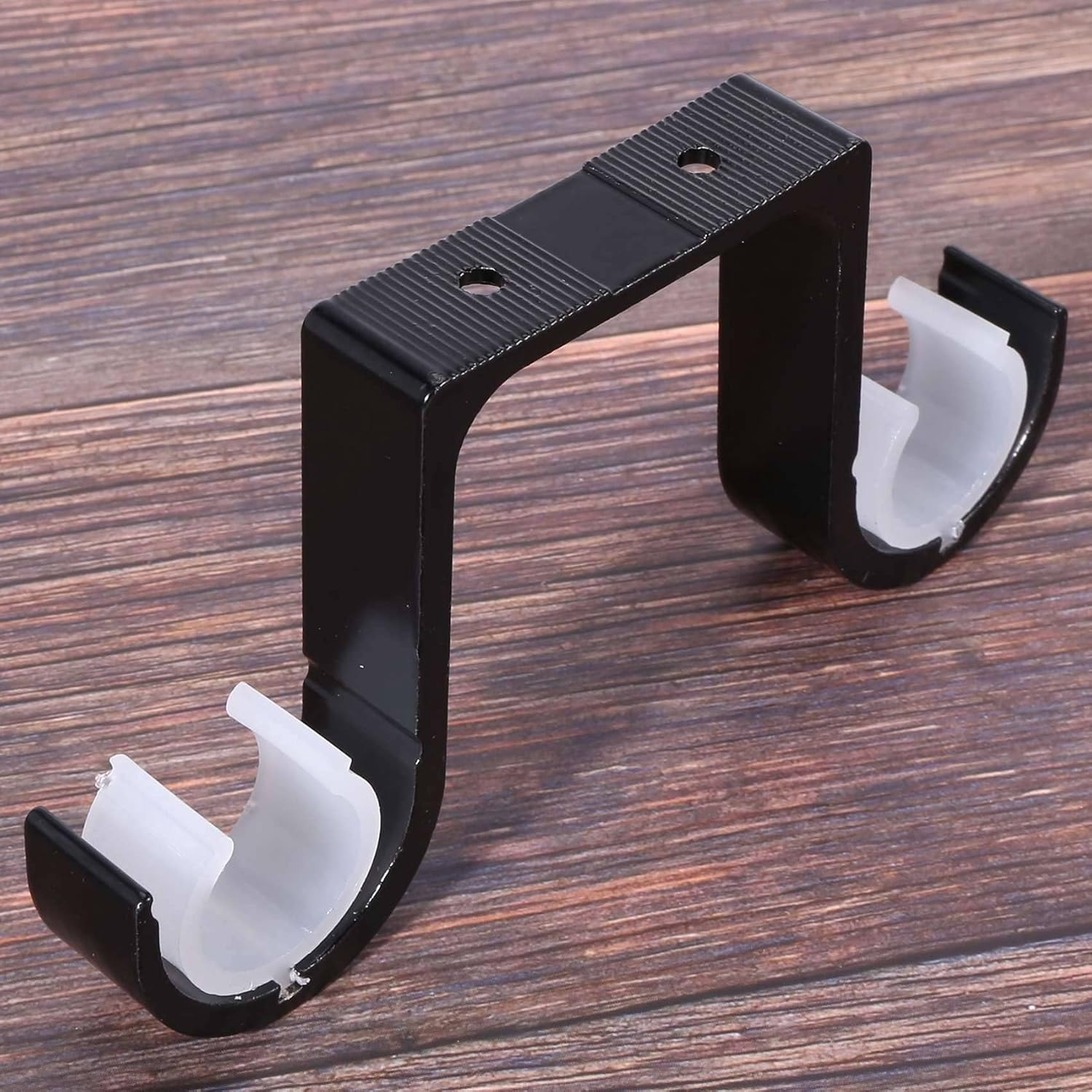 RESFNSE 2Pcs Double Curtain Rod Brackets Ceiling Mount Supports Aluminum Alloy Black image number 5