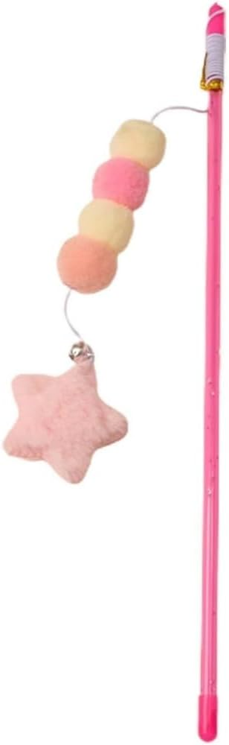 Typogrove Cat Toy Wand, Pink Cat Stick Toy Elastic Rope Plush Ball Star Pendant, Bite-Resistant Comfortable Grip Relieve Boredom, Handmade Kitten Teaser Wand Cat Mice and Animals Toys image number 1