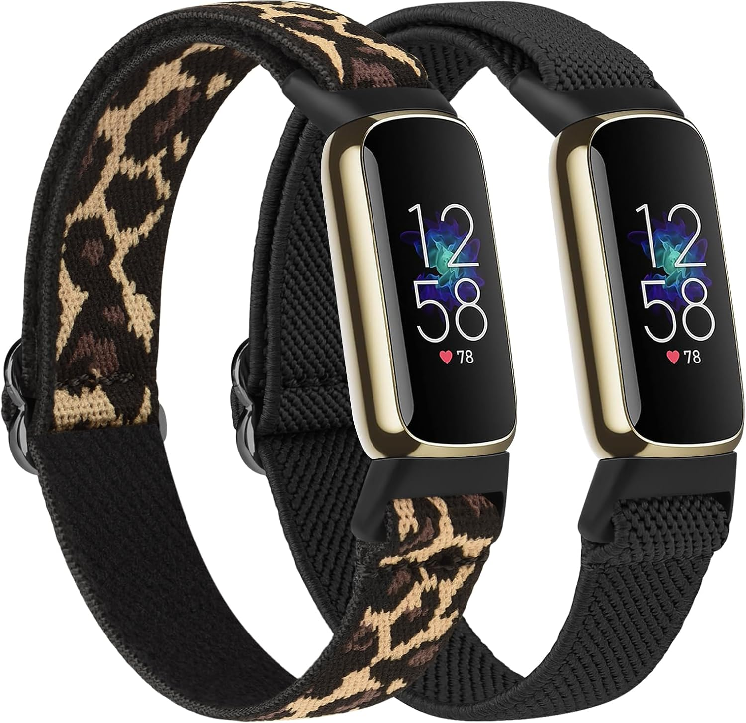Band Compatible with Fitbit Luxe Bands Women Men, 2 PACK Adjustable Elastic Replacement Wristband Strap for Fitbit Luxe Fitness Tracker