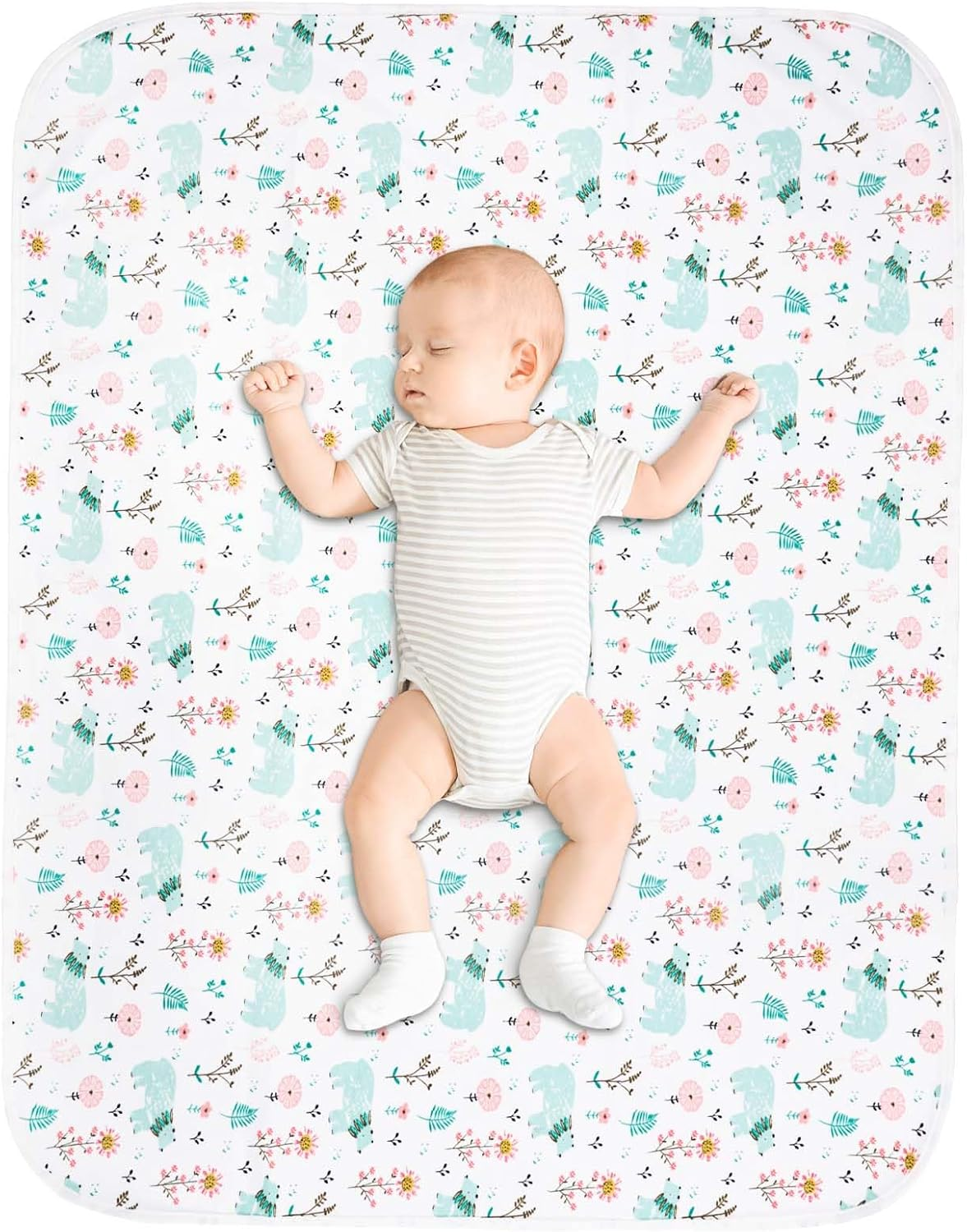 DAWNTREES 2 Pack Baby Waterproof Bed Pad,80&times;100Cm Washable & Reusable Mattress Protector for Bed Wetting & Incontinence, Soft & Absorbent Underpad for Babies, Toddlers, Kids & Adults