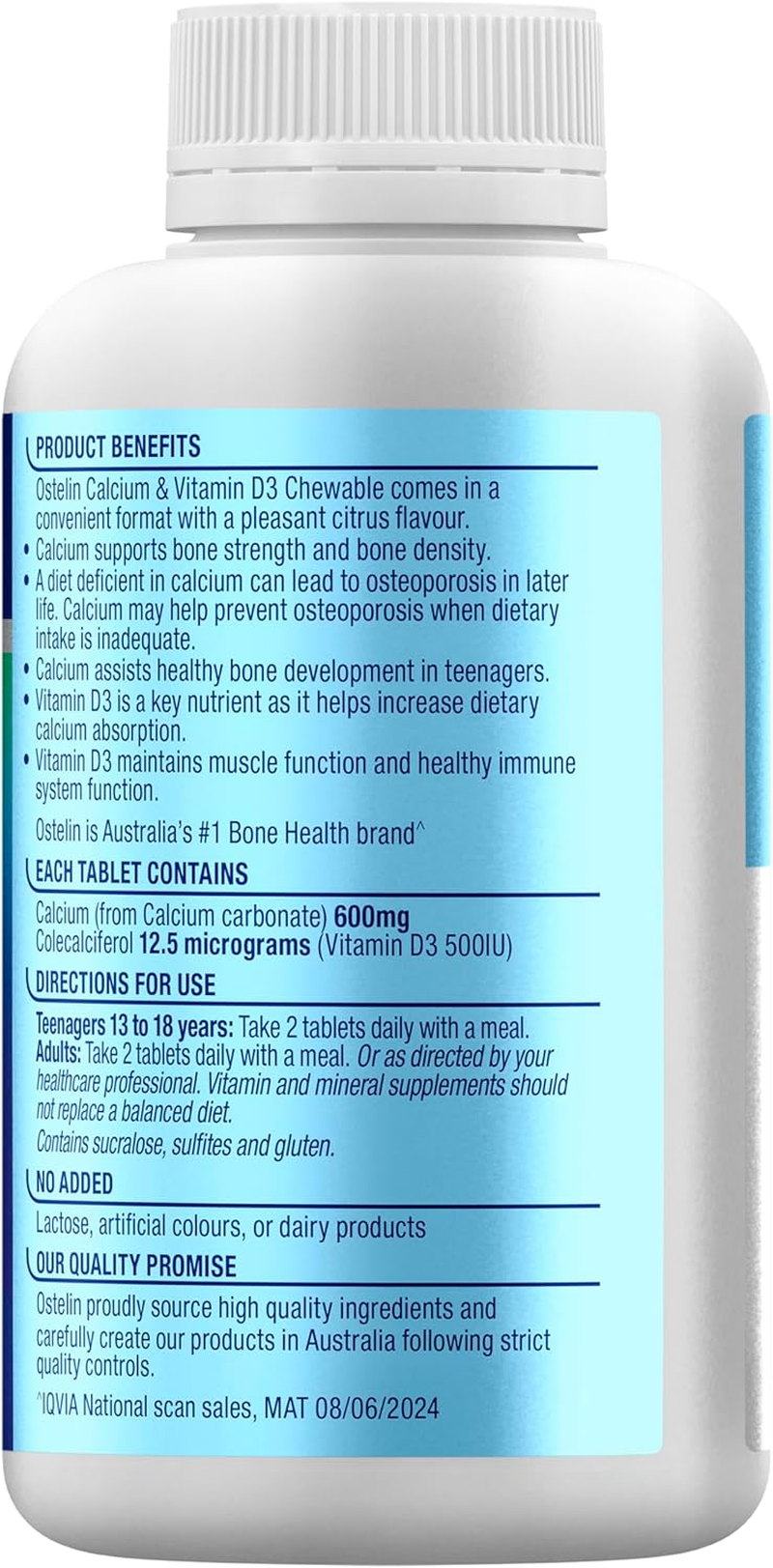 Ostelin Vitamin D3 and Calcium Chewable Tablets (120 Tablets) image number 5