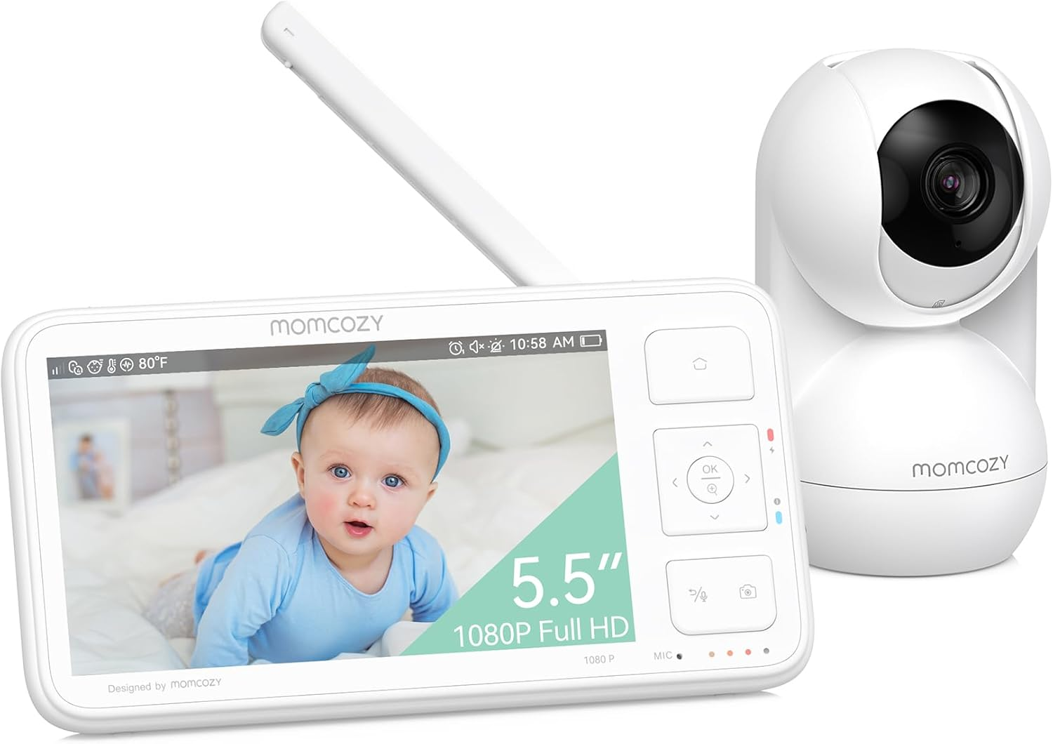 Momcozy Video Baby Monitor, 5.5&rdquo; 1080P Full HD Baby Monitor with Camera No Wifi, Infrared Night Vision, 5800Mah 120-Hrs Battery, ECO, VOX, 2-Way Audio, 1640Ft Range, Record and Rewind Locally, BM03 image number 4