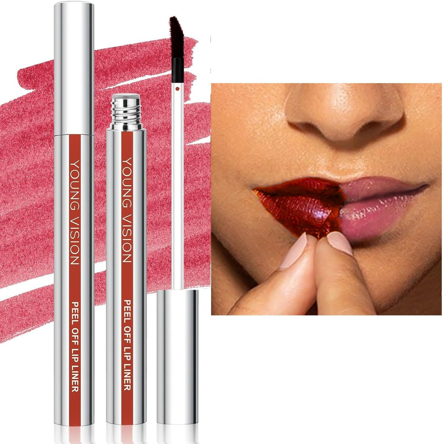 Peel off Lip Stain, Tattoo Magic Color Matte Nude Lip Gloss Lip Tint,Long Lasting Waterproof Peel off Lip Liner,Nonstick Cup Liquid Lipstick Lip Stain for Women Girls (1#, S)