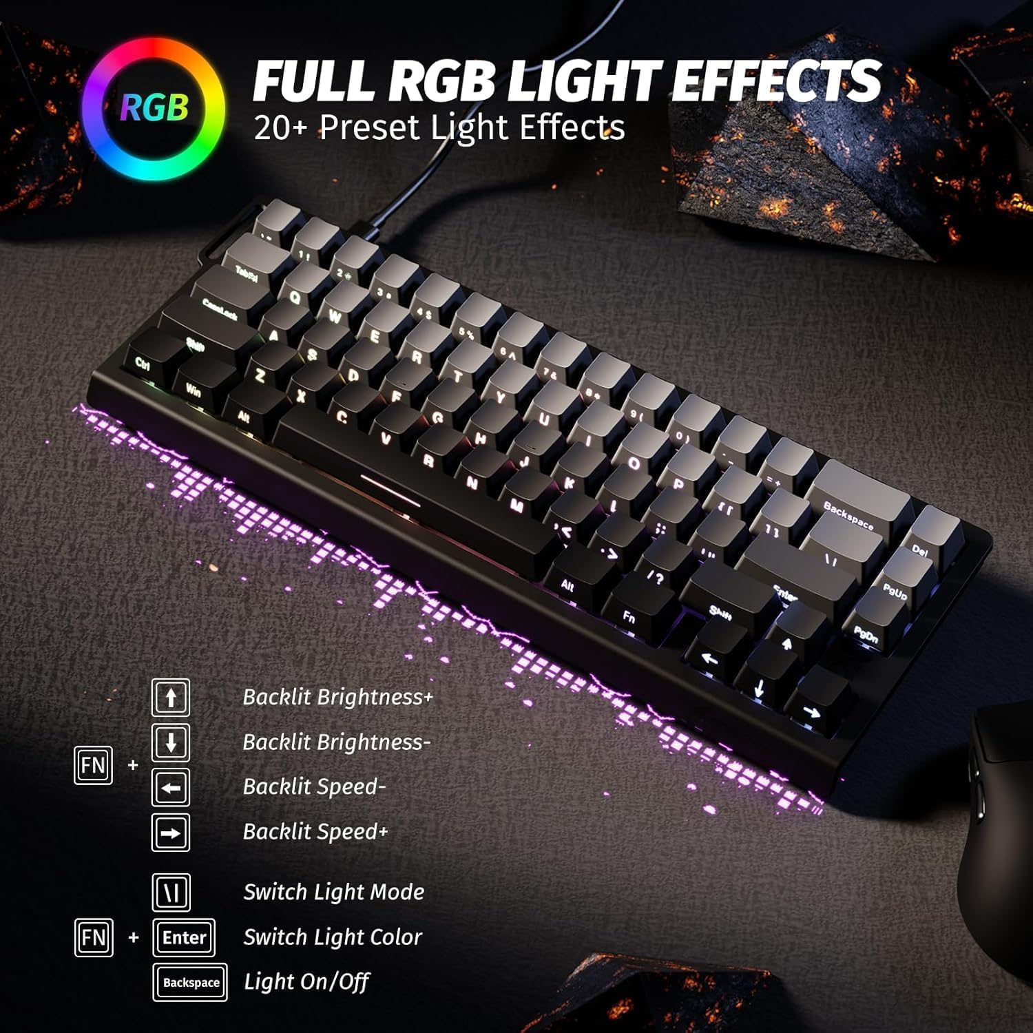 Attack Shark X68 HE Gaming Keyboard & R1 Mouse Combo,8Khz Magnetic Switch Keyboard, 16.8M RGB, Custom Actuation, 55G Ultra-Light Mouse with 18,000 DPI & Tri-Mode Connectivity for Esport Gamer-Gery image number 1