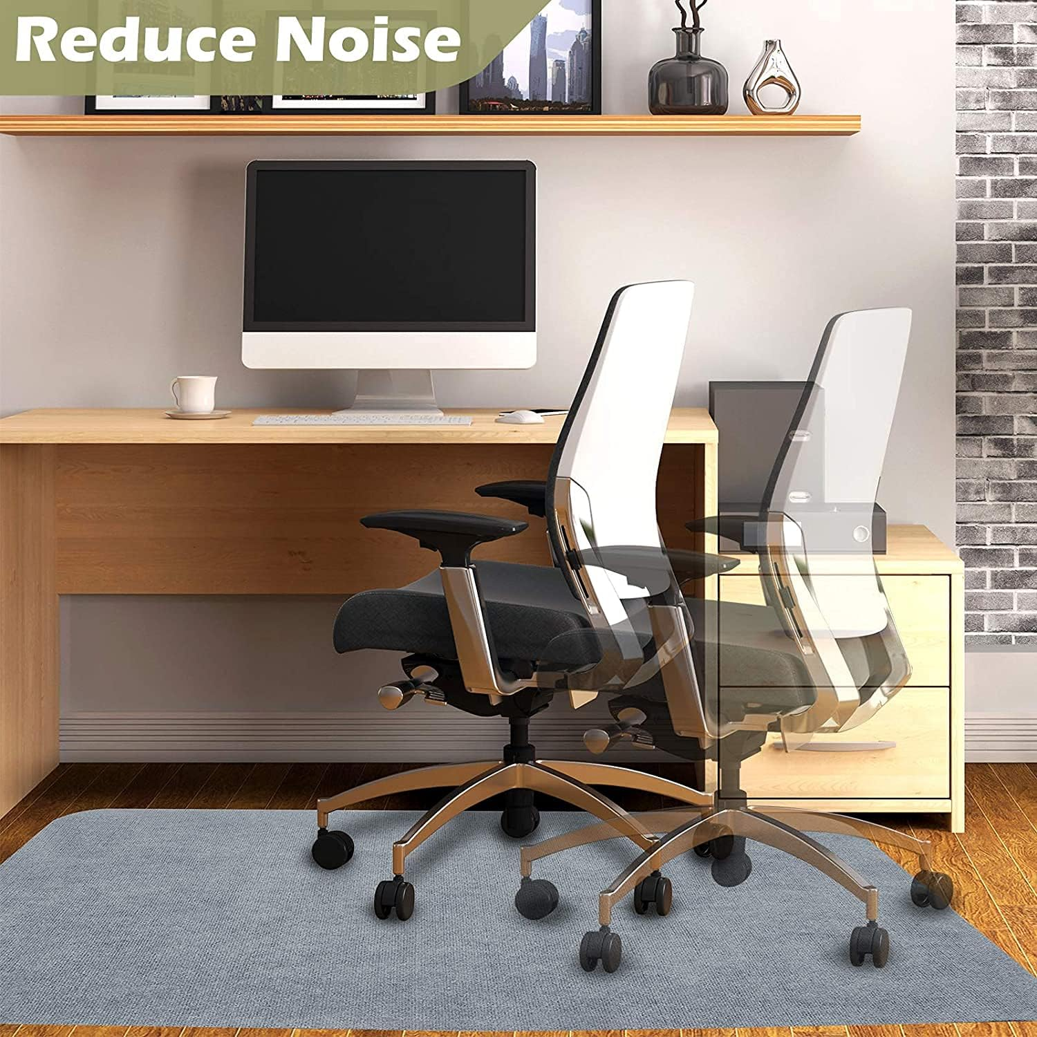 Office Chair Mat for Hardwood Floor, 55"X35" Floor Protector Mats, Non-Slip Desk Chair Mat for Rolling Chair,90*140Cm, Folded Package (Gray) - Gray image number 1