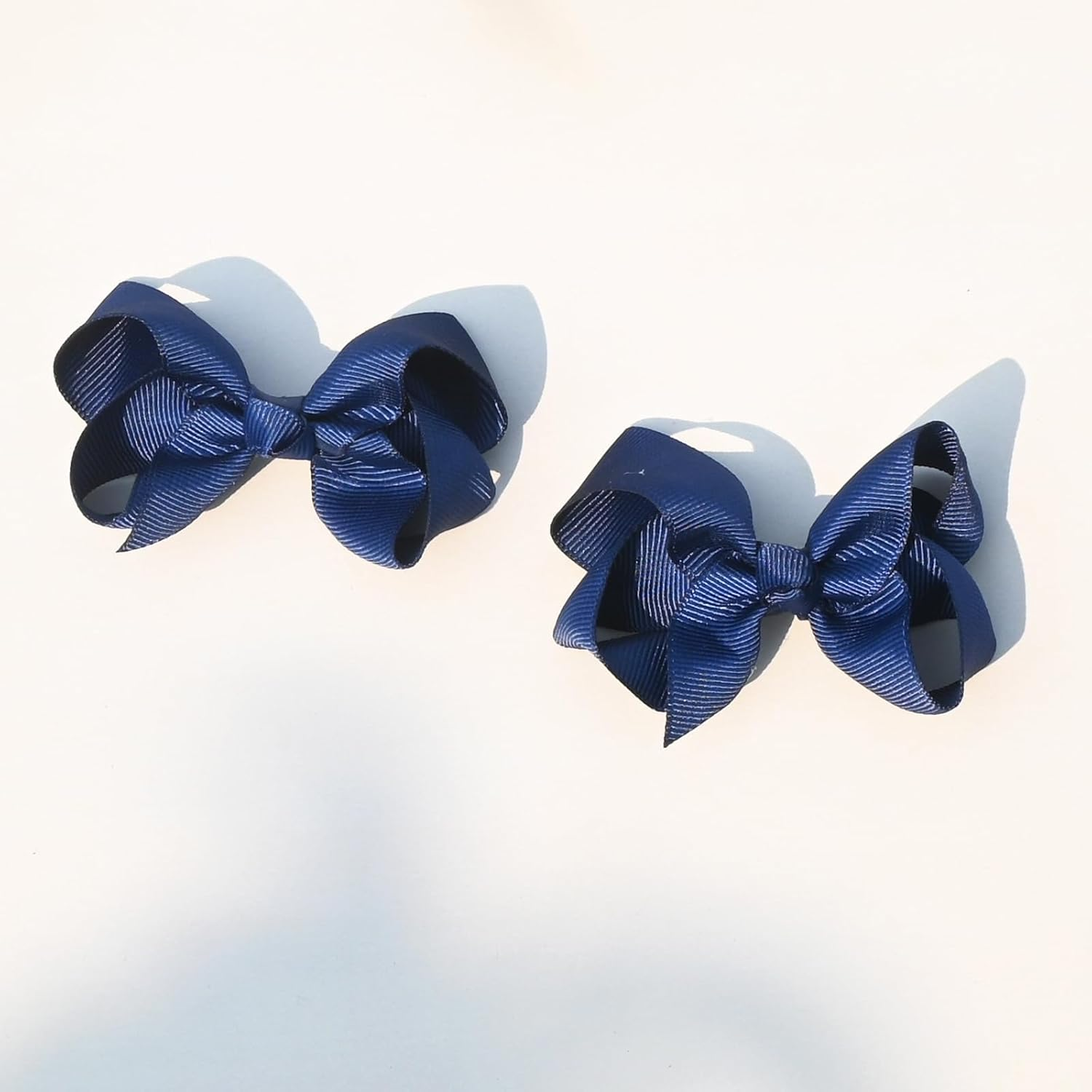 6 PCS Hair Bows for Girls 4.5" Alligator Clips with Grosgrain Ribbon, Solid Colors, Toddler Hair Accessories (Navy Blue) image number 4