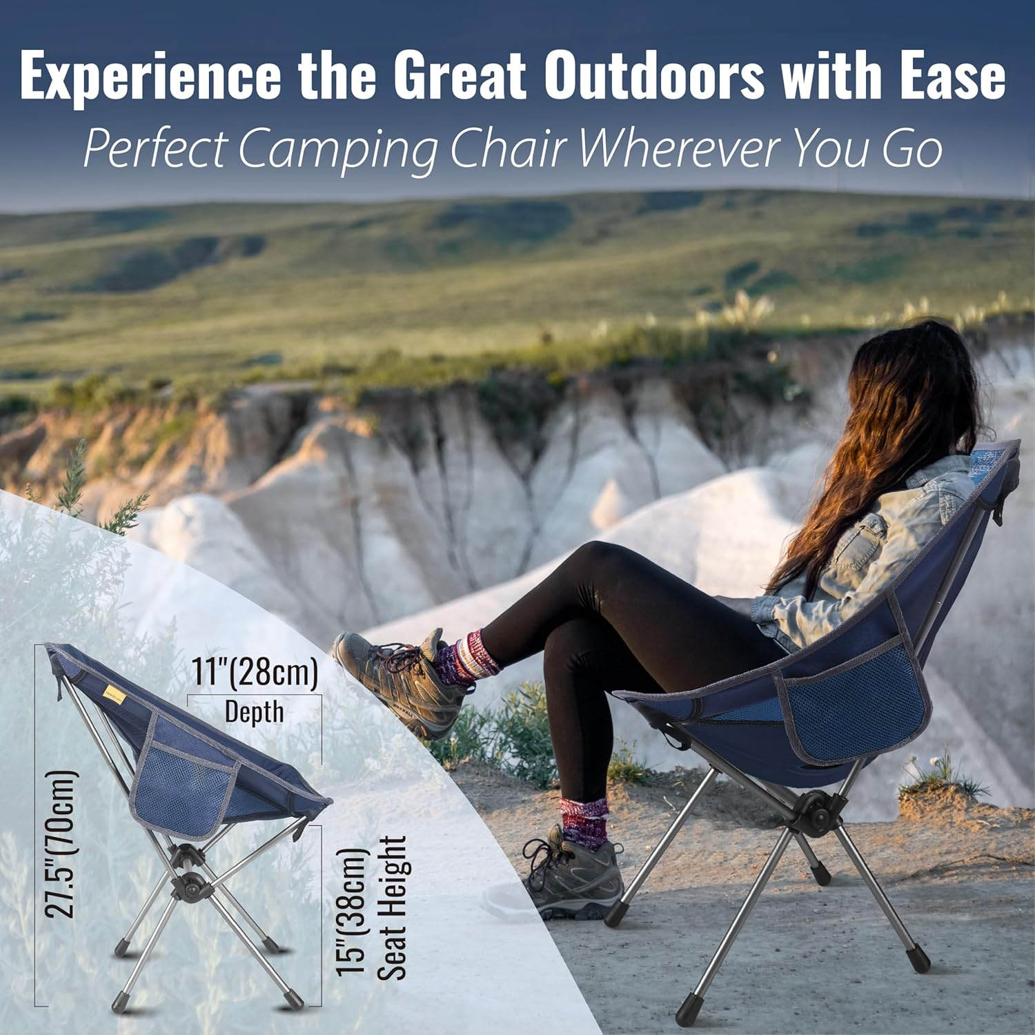 TREKOLOGY YIZI GO Portable Camping Chair, Lightweight Compact, Foldable, Superior Lower Back Support, Durable & Easy Setup, Supports 136Kg, Perfect for Backpacking Beach Hiking and Outdoor Adventures image number 6