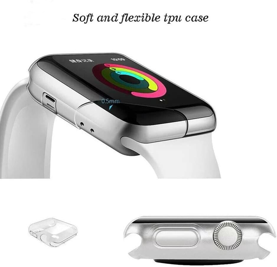 Ultra Slim Clear Soft Silicone Gel Case Cover for Apple Watch Full Cover Iwatch Series 7 SE 6 5 4 3 2 Clear Case 38/42 42/44 41/45Mm (38Mm - for Iwatch 2-3) image number 3