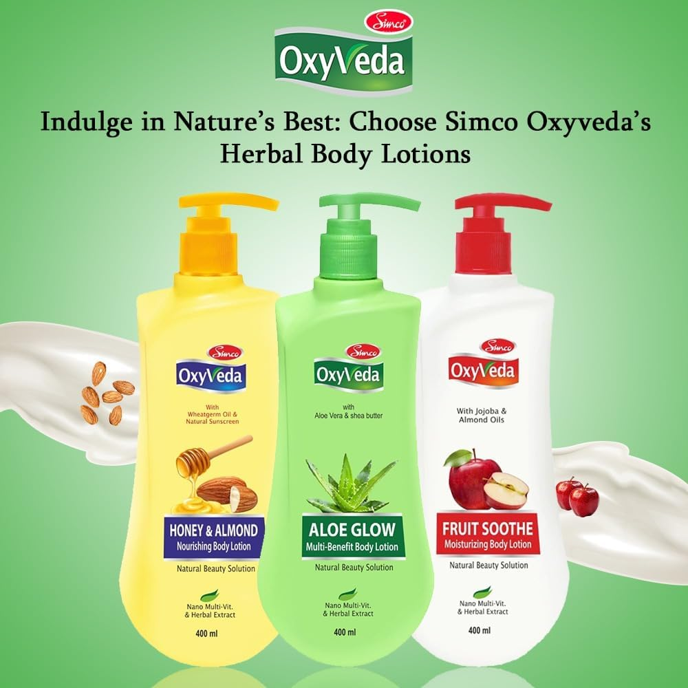 Simco Oxyveda Honey & Almond Nourishing Body Lotion, 500 Ml | Deep Absorbing Body Lotion | Best Body Lotion for Women & Men