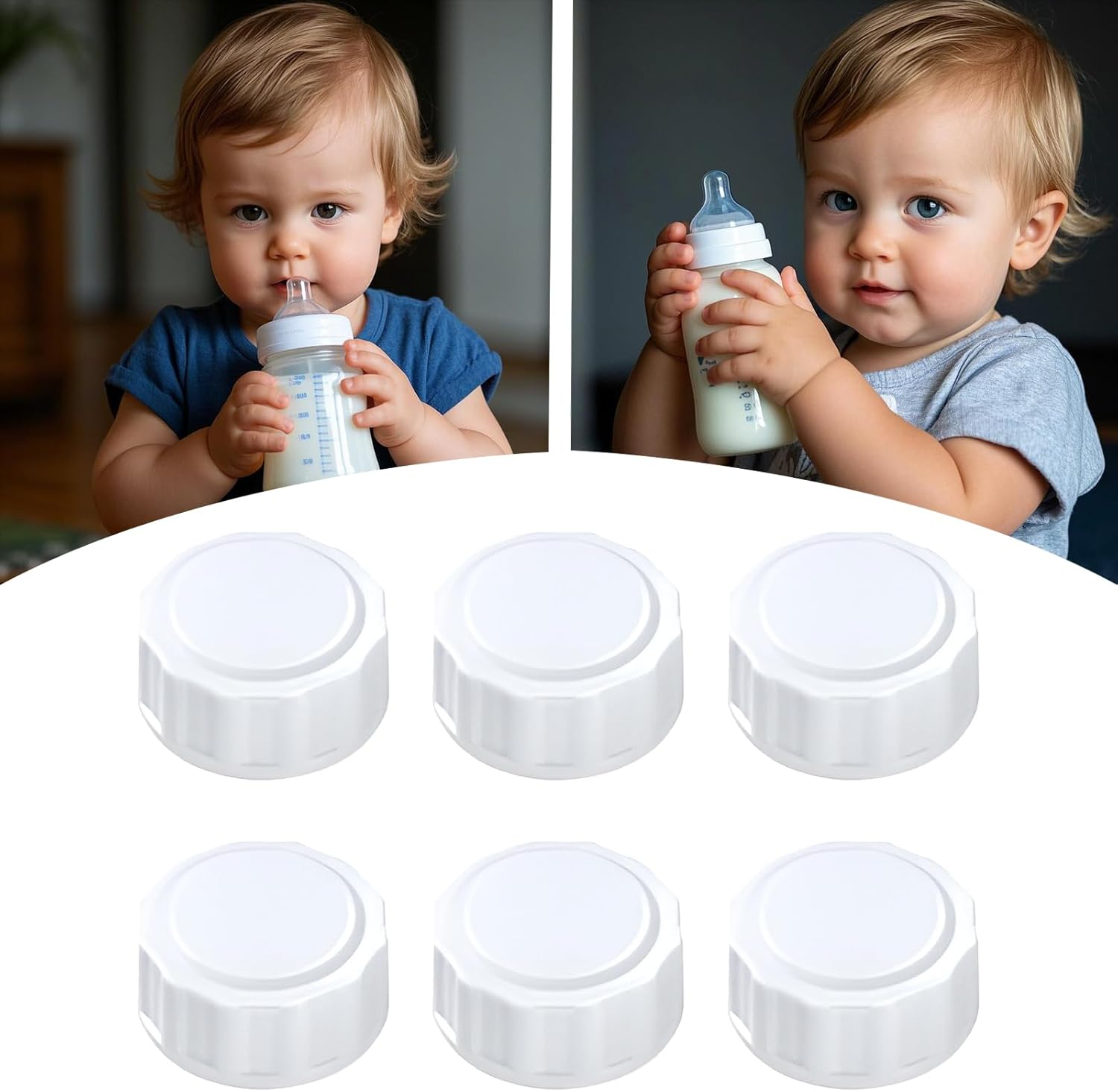 Caps, Baby Bottle Covers, Leakproof Milk Lids, 18.3/14.2/8.5 Cm Toddler Drink Seals, Replacement Travel, 6-Pack Assorted, Ideal for Car, Plane, Business and Vacation Use image number 2