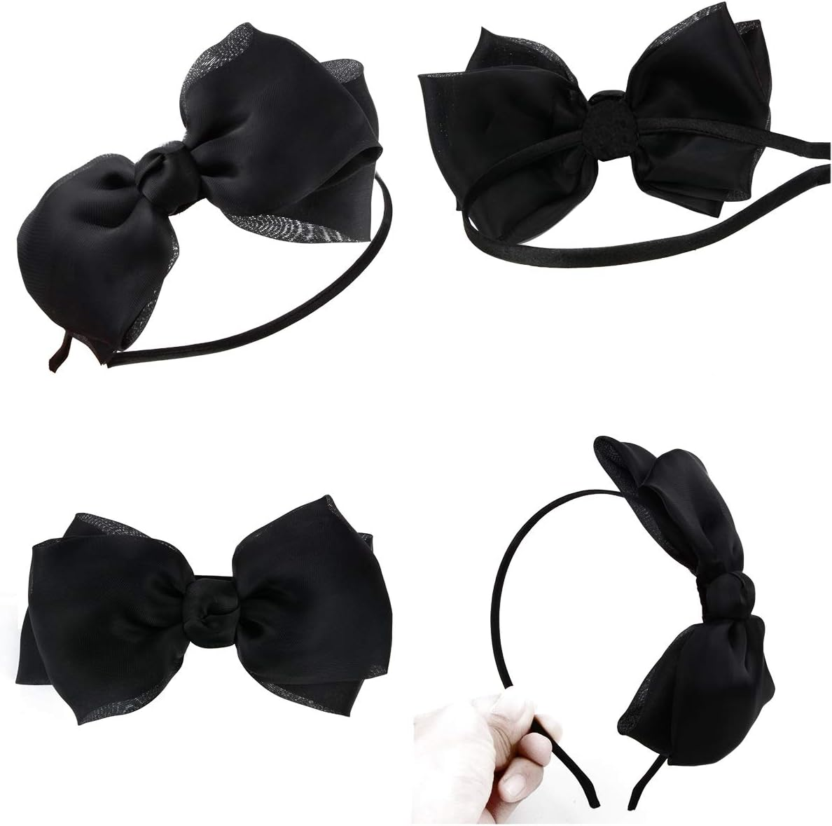 Hovebeaty Bow Hairband Soft Elastic Lace Bowknot Headband for Women and Girls, Perfect Hair Accessories for Party and Cosplay (Black) - Pink image number 7