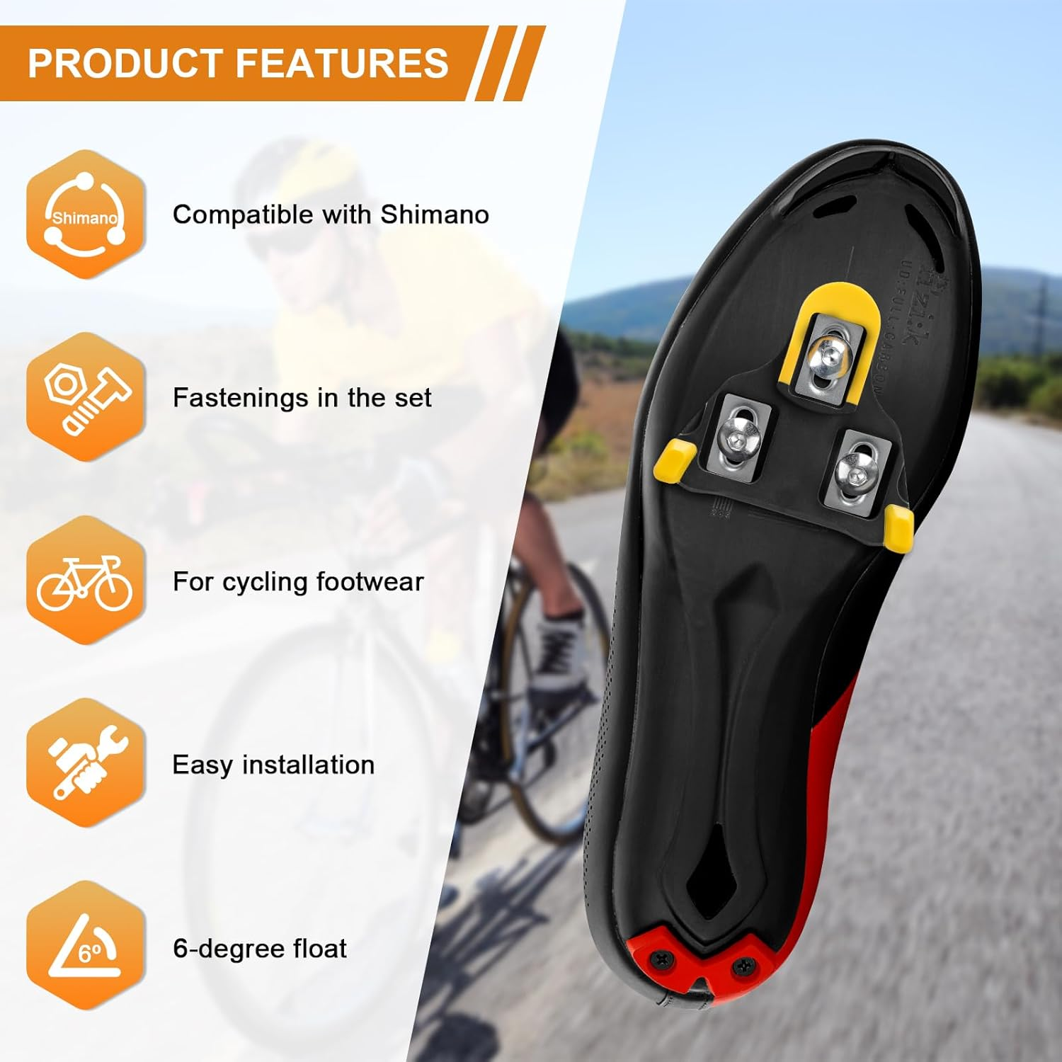 Bicycle Pedal Cleats, Road Bike Pedal Plates Cleats for Shimano SPD SL Precision, Cycling Cleat Compatible with SPD SL SM-SH10 SM-SH11 SM-SH12 for Road Biking, Cycling Racing, Competition Cycling image number 4