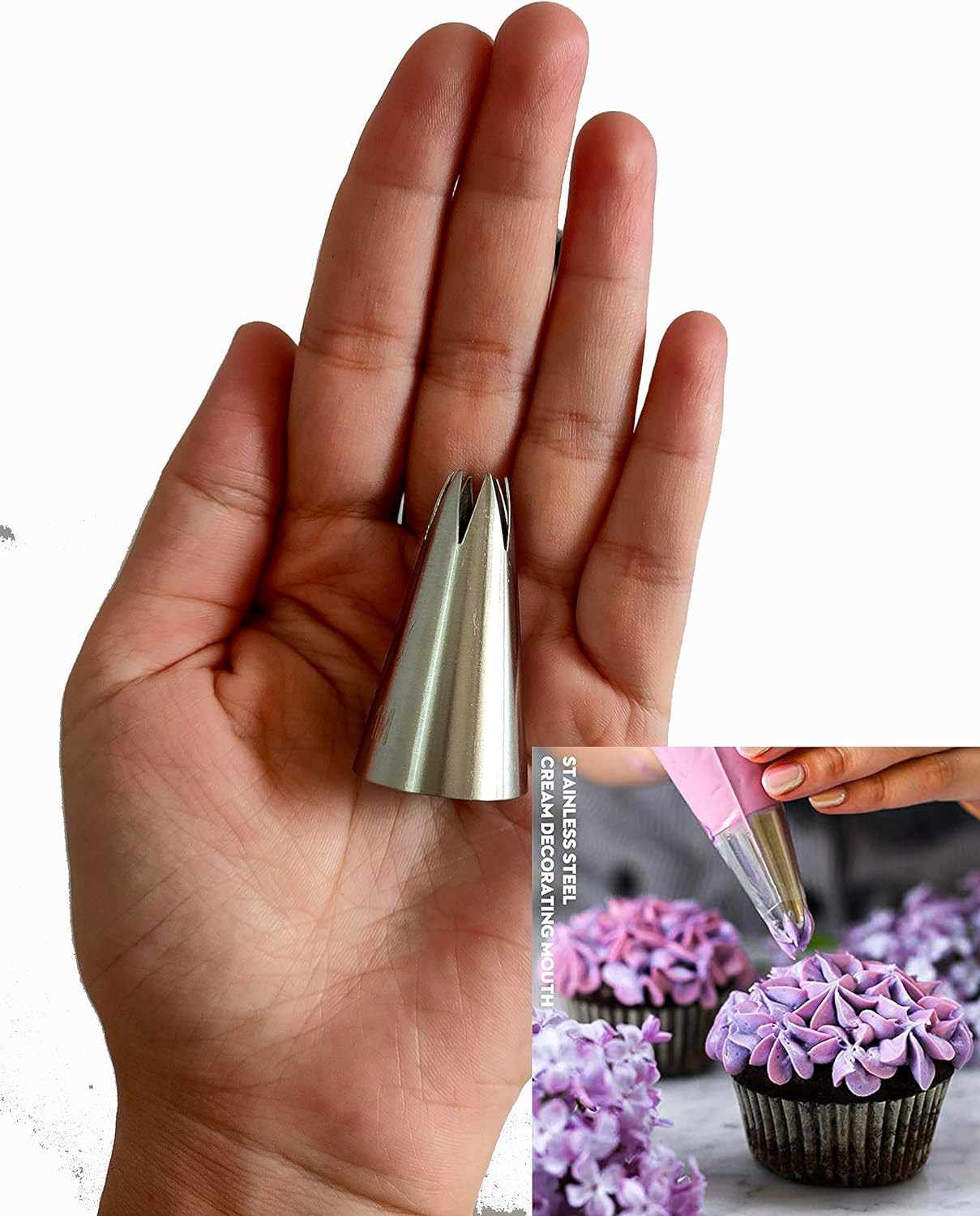 5Pcs Large Piping Tips Stainless Steel, Piping Tips Piping Nozzles Cake Piping Icing Nozzles Cake Decorating Tips Set for for Pastry Fondant image number 1