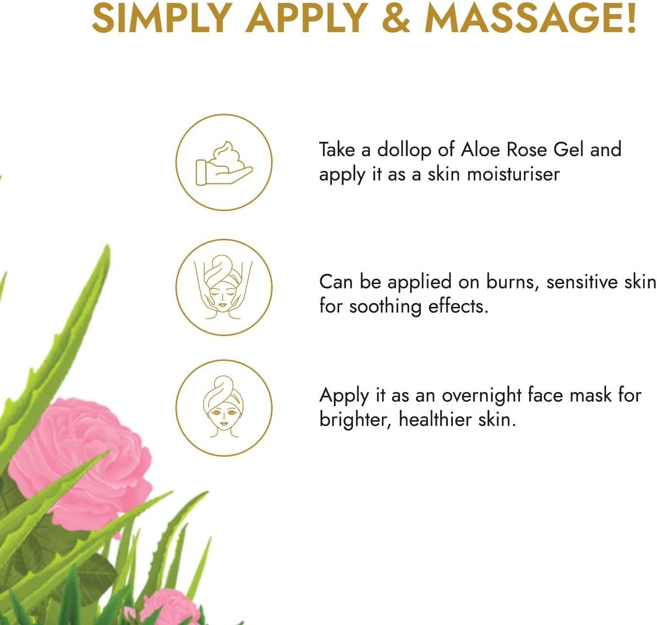 Kapiva Aloe Rose Gel 200G - After-Sun Soothing Gel for Sunburn Relief & Hydration, Clinically Tested Rose Actives, Ayurvedic Tan Minimiser