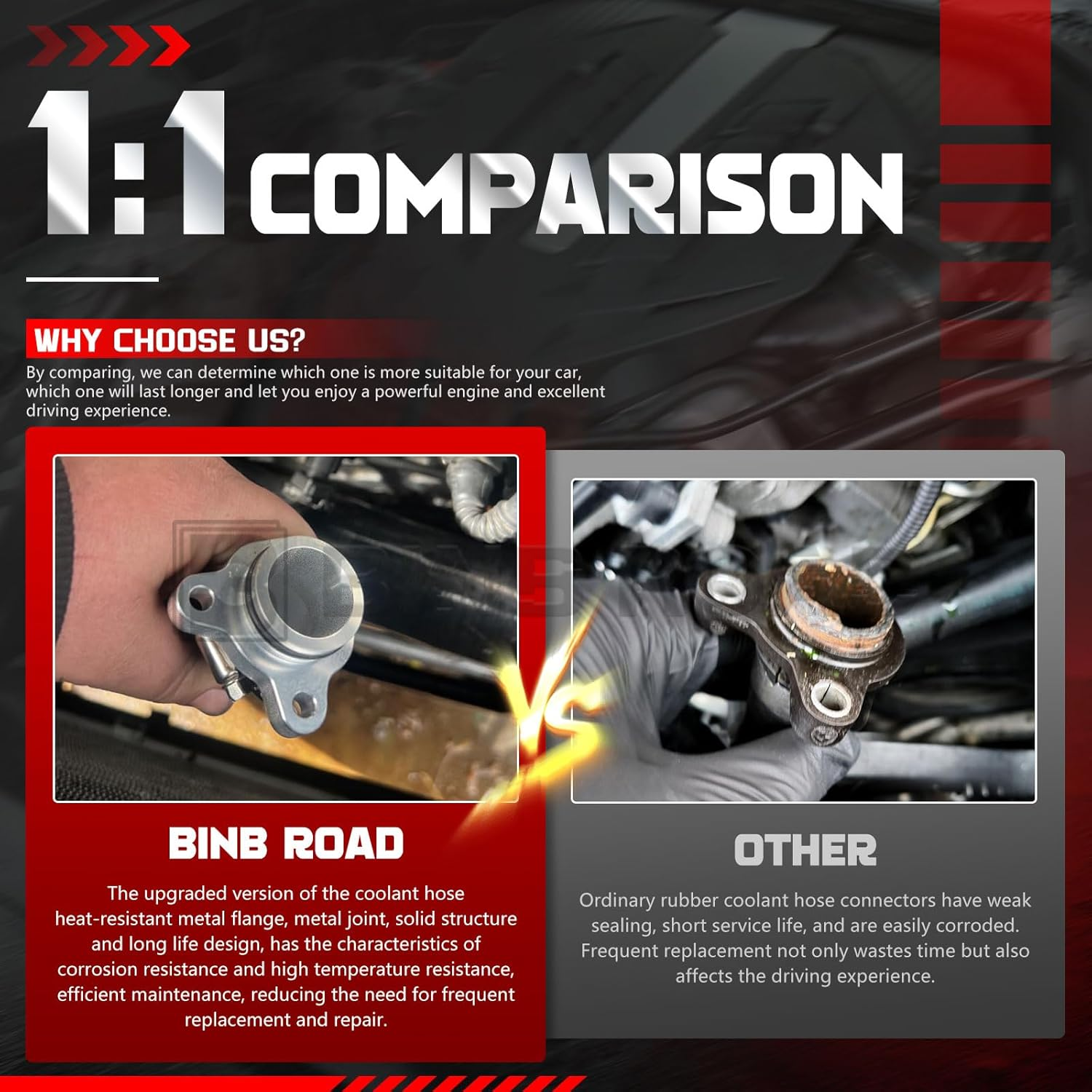 BINB Road Coolant Hose Metal Flange Upgrade 11537603514 Compatible with BMW 125I 220I 228I 320I 328I 420I 428I 520I 528I X1 X3 X4 X5 X6 Z4 image number 6