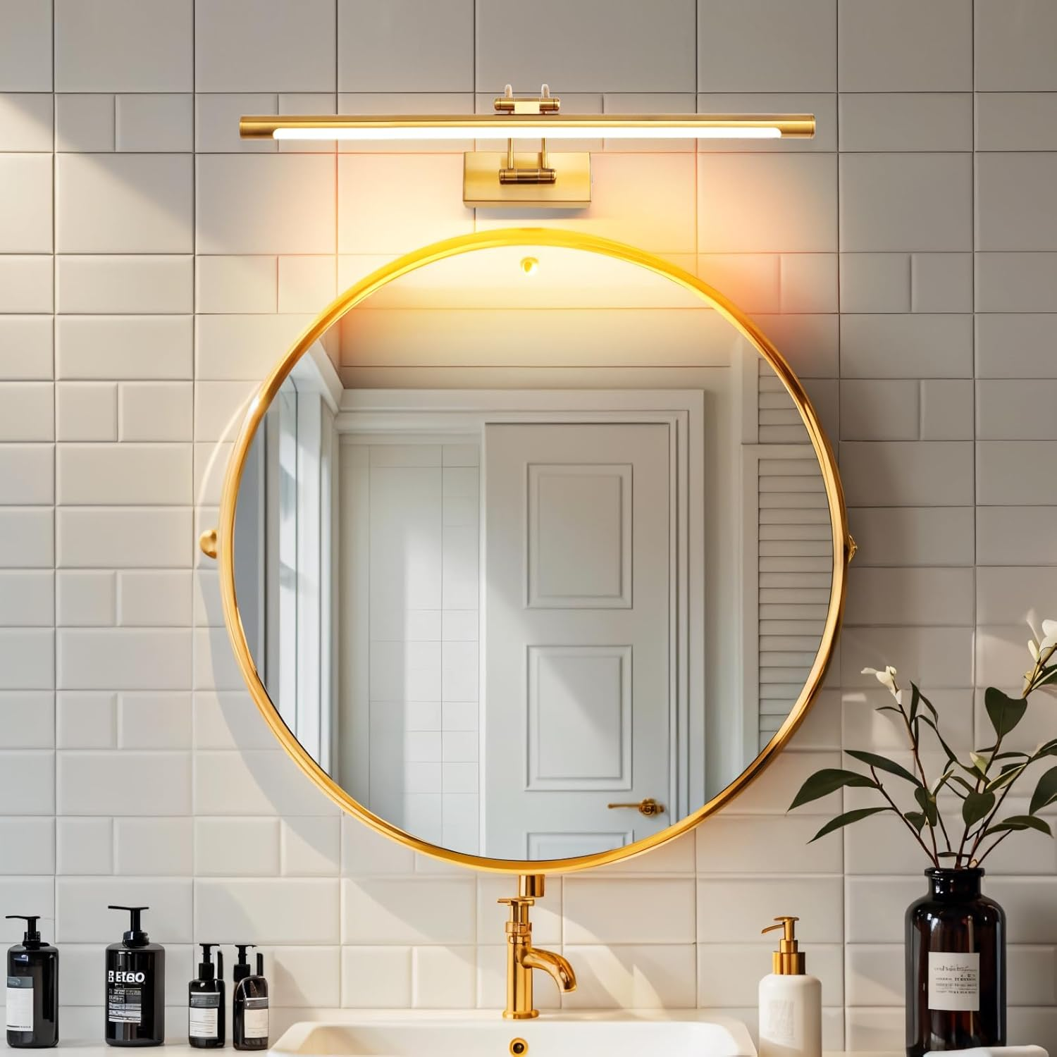 Mantolite Dimmable Picture Wall Light, 15 W, Brass, 60 Cm, LED Bathroom Mirror Light with Rotating Lamp Head for Hotel Restaurant Arc Arm, 3000 K / 4500 K / 6000 K Bed Reading Lights Display Lamps image number 4