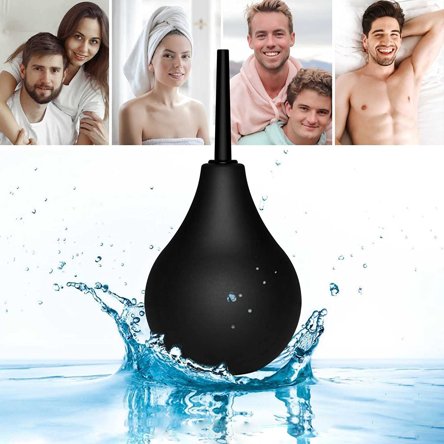 Melao Enema Bulb for Men, Douche for Women, Reusable Vaginal or Cleaner with Soft and Smooth Nozzle, 224ML (Black)
