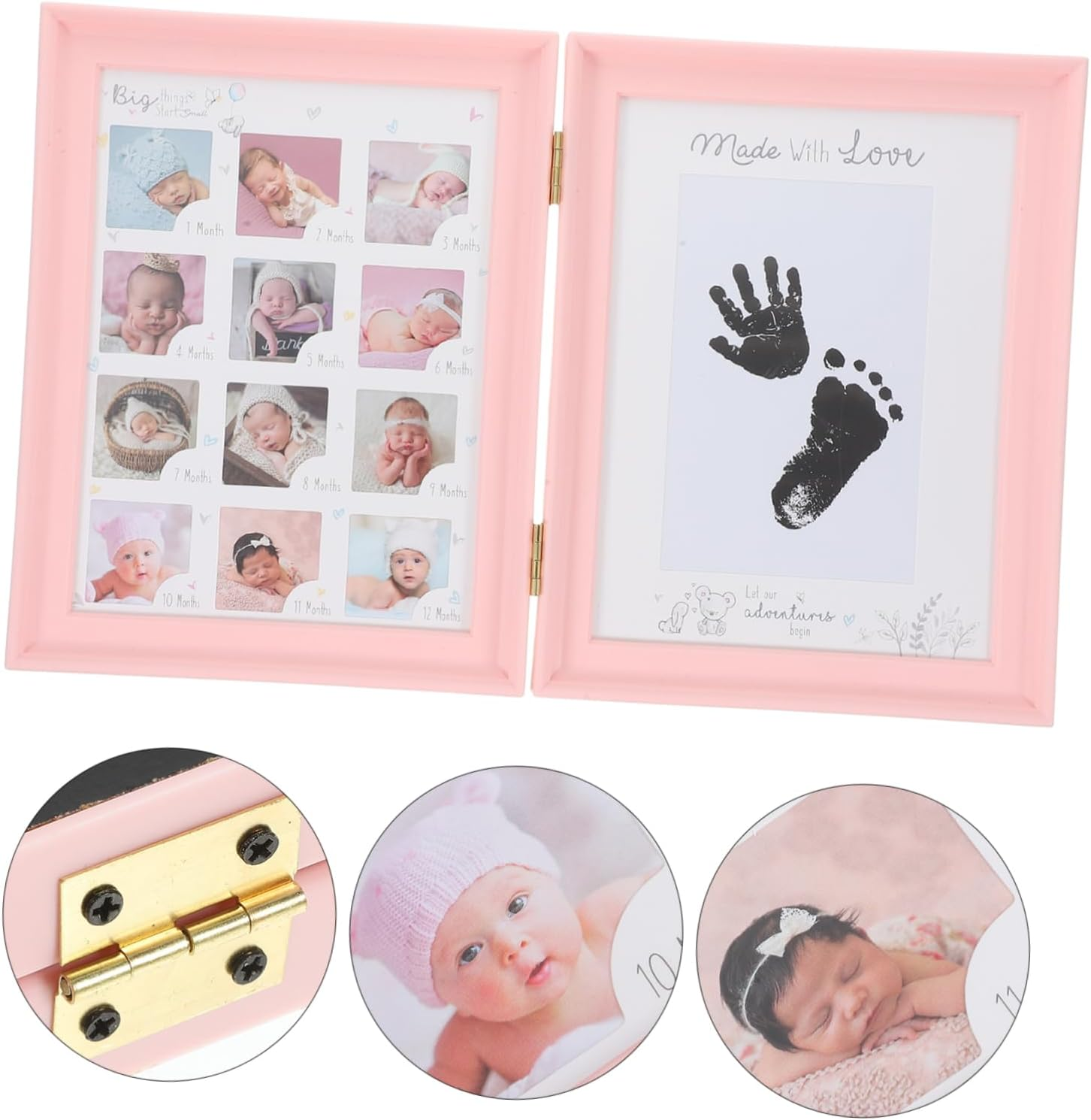 Cabilock Hand and Footprint Kit Handprint Picture Impression Photo Keepsake for Newborns Bi-Fold Compact Tabletop Display Artistic Home Decoration Girls Boys image number 2