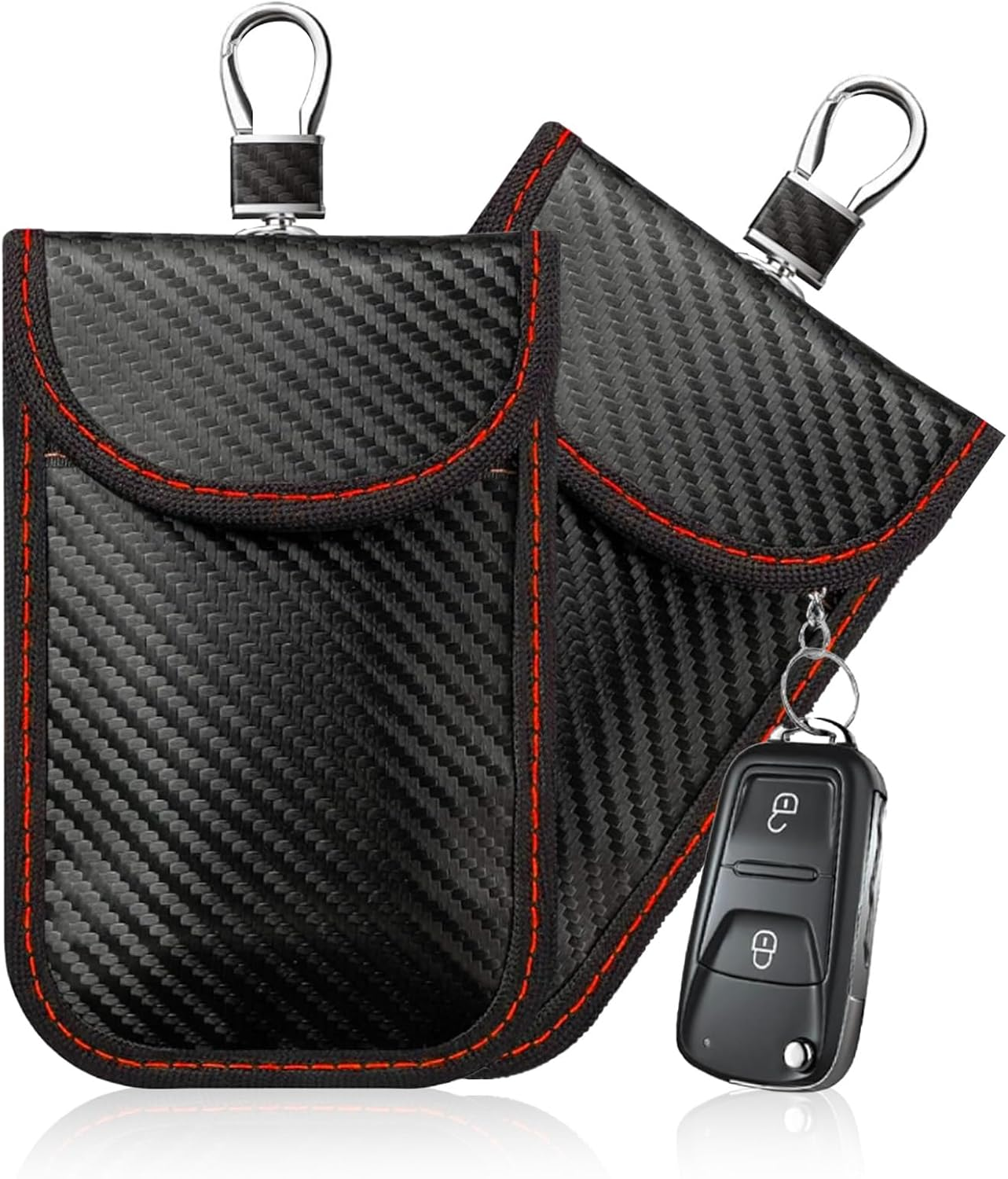Upgraded Faraday Pouch for Car Keys (2 Pack) with Large Hook - Premium RFID Blocking Bag, Key Fob Signal Blocker Case, Anti-Theft & Anti-Hacking Key Cover for Remote Entry Keyless Systems image number 2