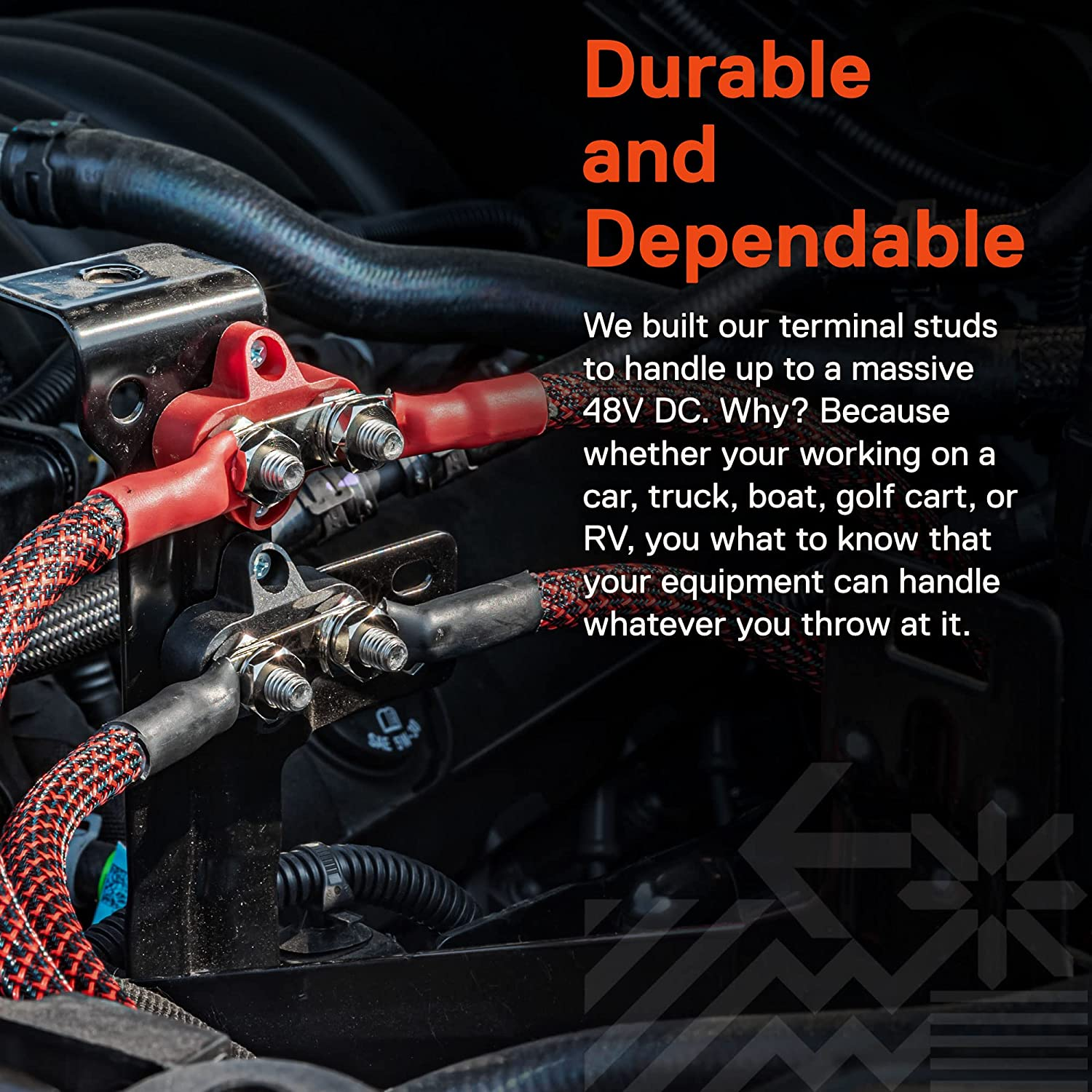 Battery Power Distribution Terminal Block Set [M8 Dual Studs W/Bus Bar] [Max 48V DC 80 Amp] Positive/Ground Insulated Junction Post for Auto Marine Car Trailer RV Boat - Black + Red