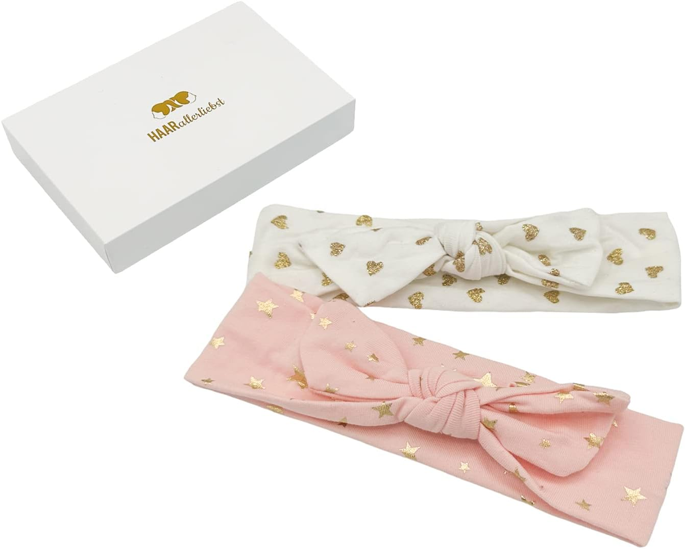 Haarallerliebst Hair Band with Bow (50 Cm | Floral Pattern with Bow | Pink) Includes Storage Box
