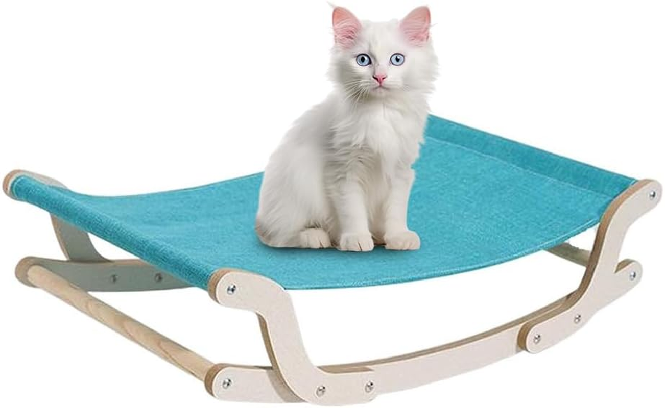 TOMVAES Cat Swing Bed Pet Rocking Hammock for Kitten or Small Puppy Dog Indoor and Summer Breathable Outdoor Pet Camp Bed Easy to Assemble Wooden Frame Hanging Pet Bed image number 2